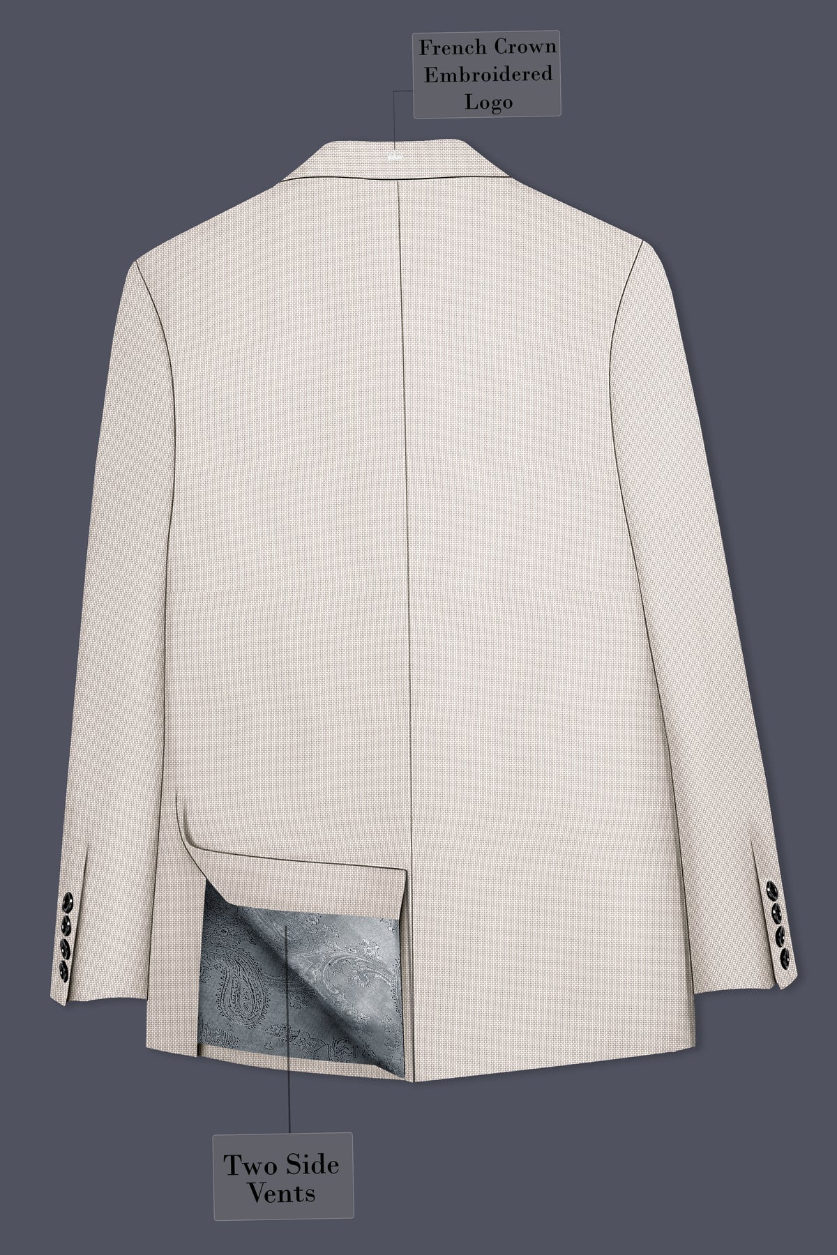 Dorian-Gainsboro Gray Diamond Textured Wool Rich Slight Stretch Single Breasted Suit