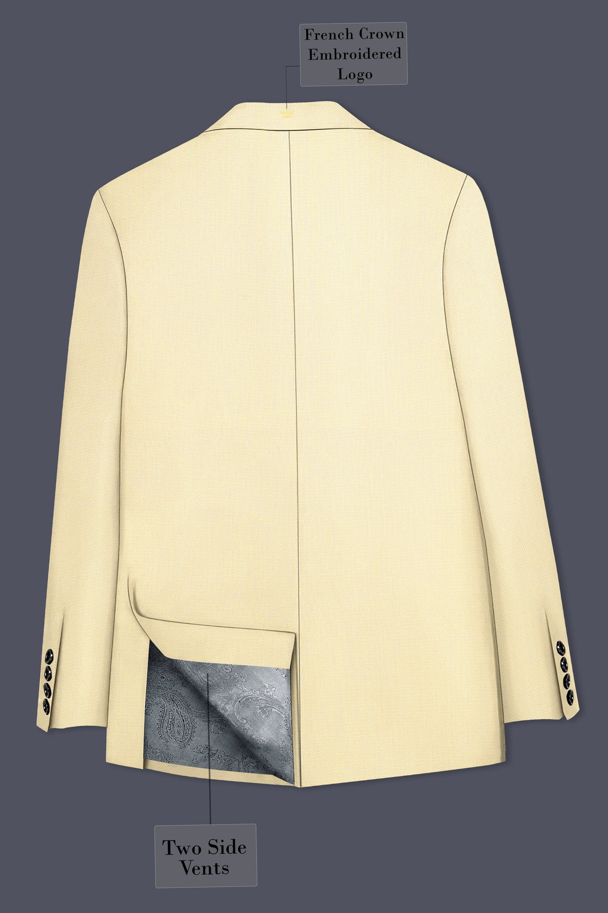 Lumine-Bavarian Cream Diamond Textured Wool Rich Slight Stretch Single Breasted Suit