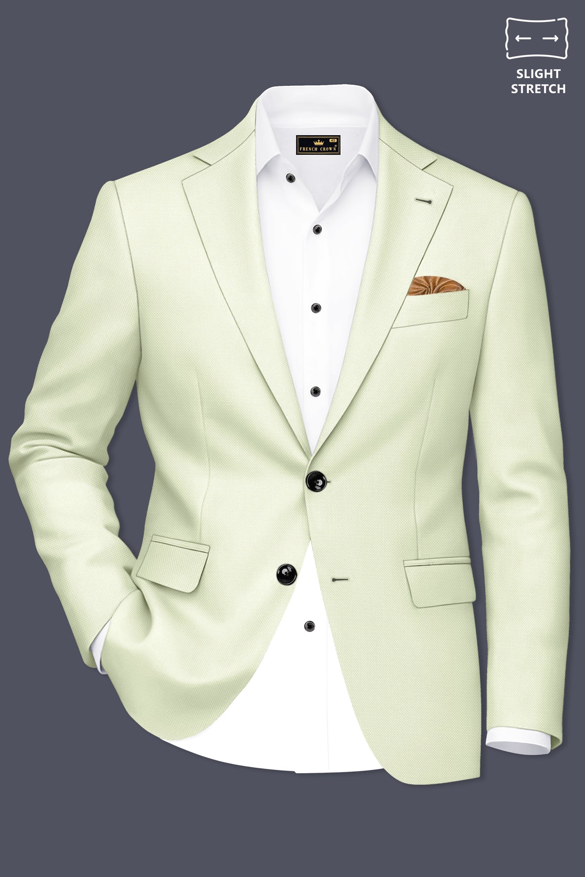 Verdant-Bud Green Diamond Textured Wool Rich Slight Stretch Single Breasted Suit