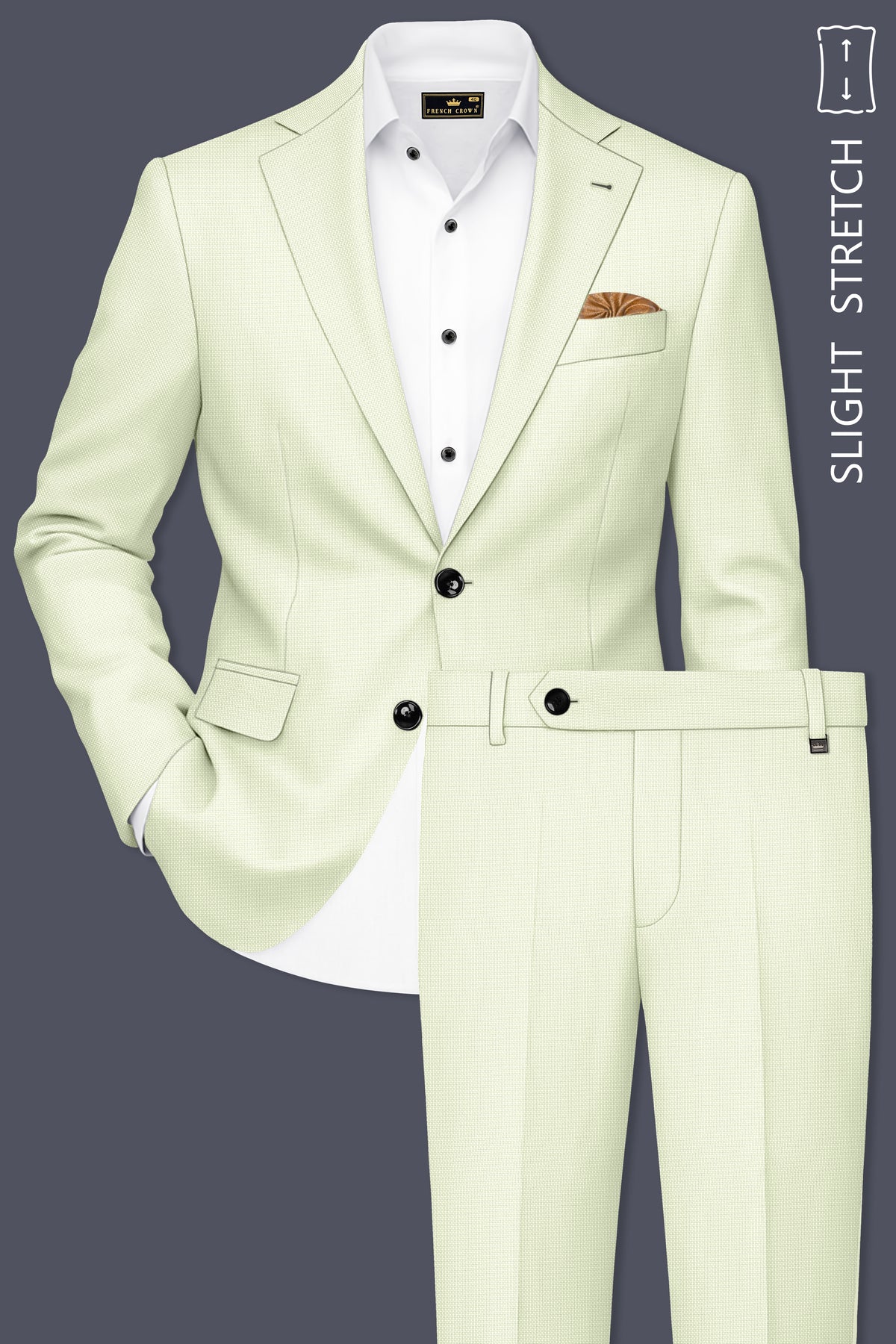 Verdant-Bud Green Diamond Textured Wool Rich Slight Stretch Single Breasted Suit