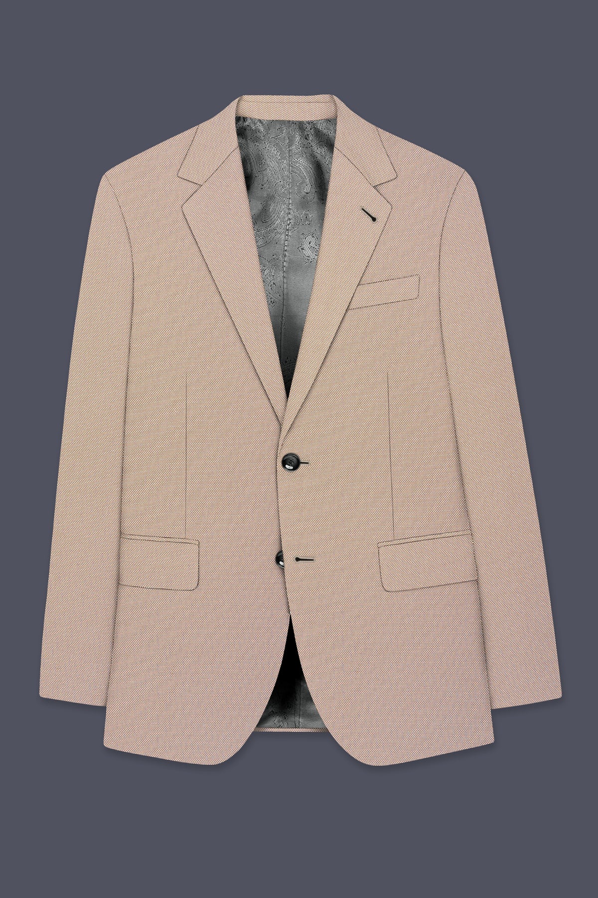 Terrano-Rodeo Brown Diamond Textured Wool Rich Slight Stretch Single Breasted Suit
