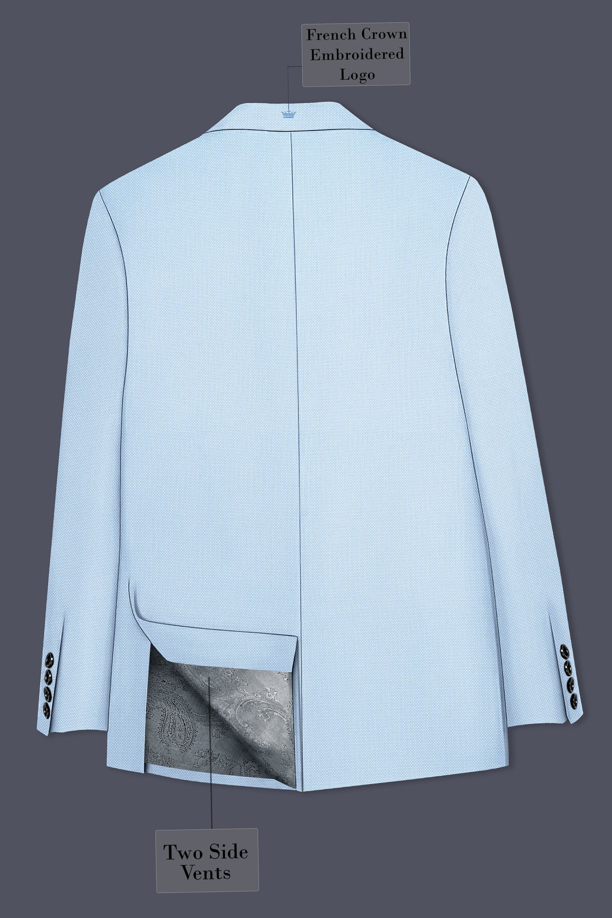 Azure-Hawkes Blue Diamond Textured Wool Rich Slight Stretch Single Breasted Suit