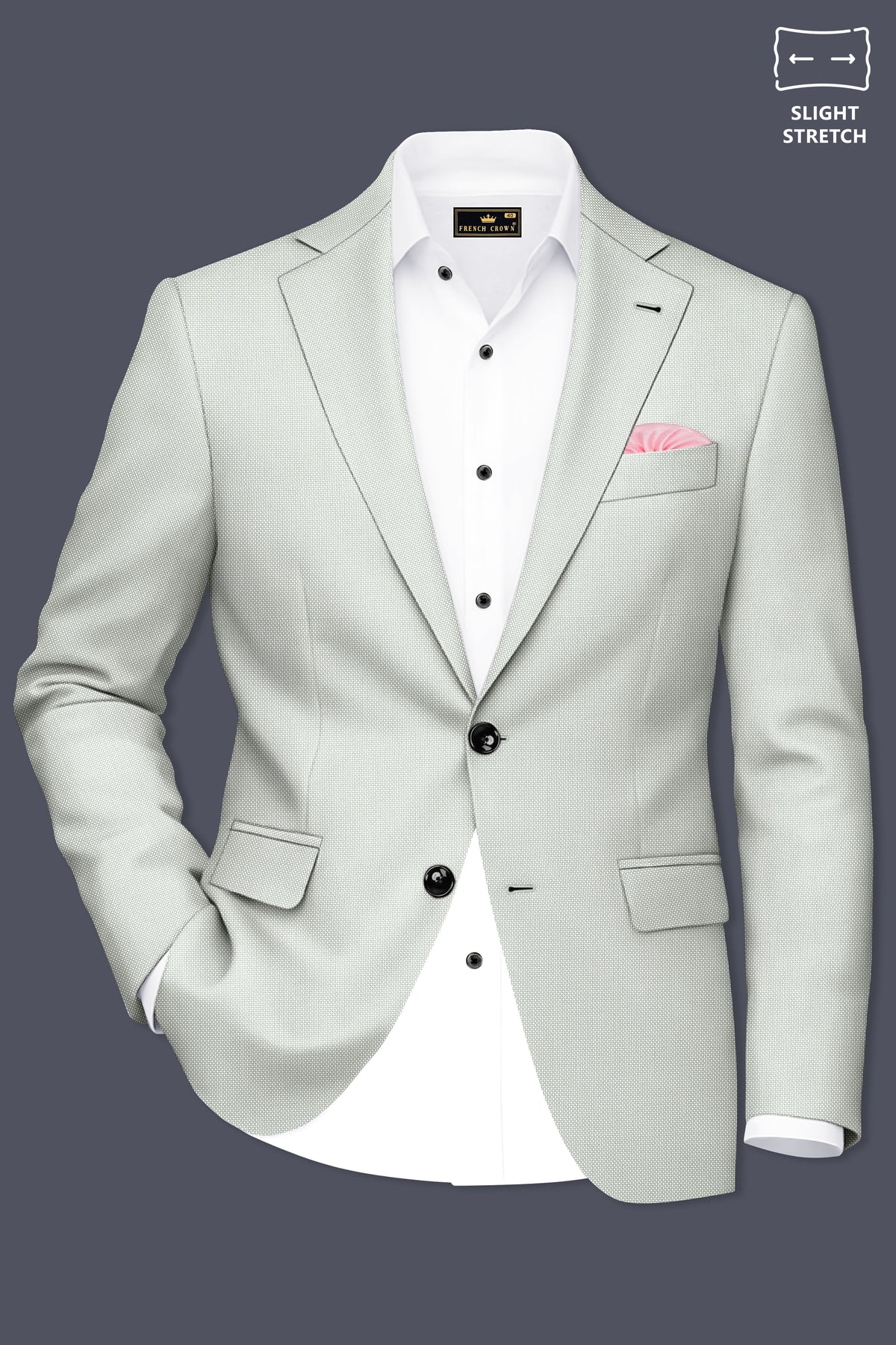 Cavell-Ash Gray Diamond Textured Wool Rich Slight Stretch Single Breasted Suit
