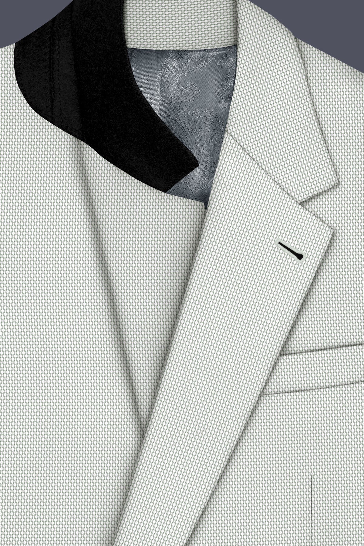 Cavell-Ash Gray Diamond Textured Wool Rich Slight Stretch Single Breasted Suit