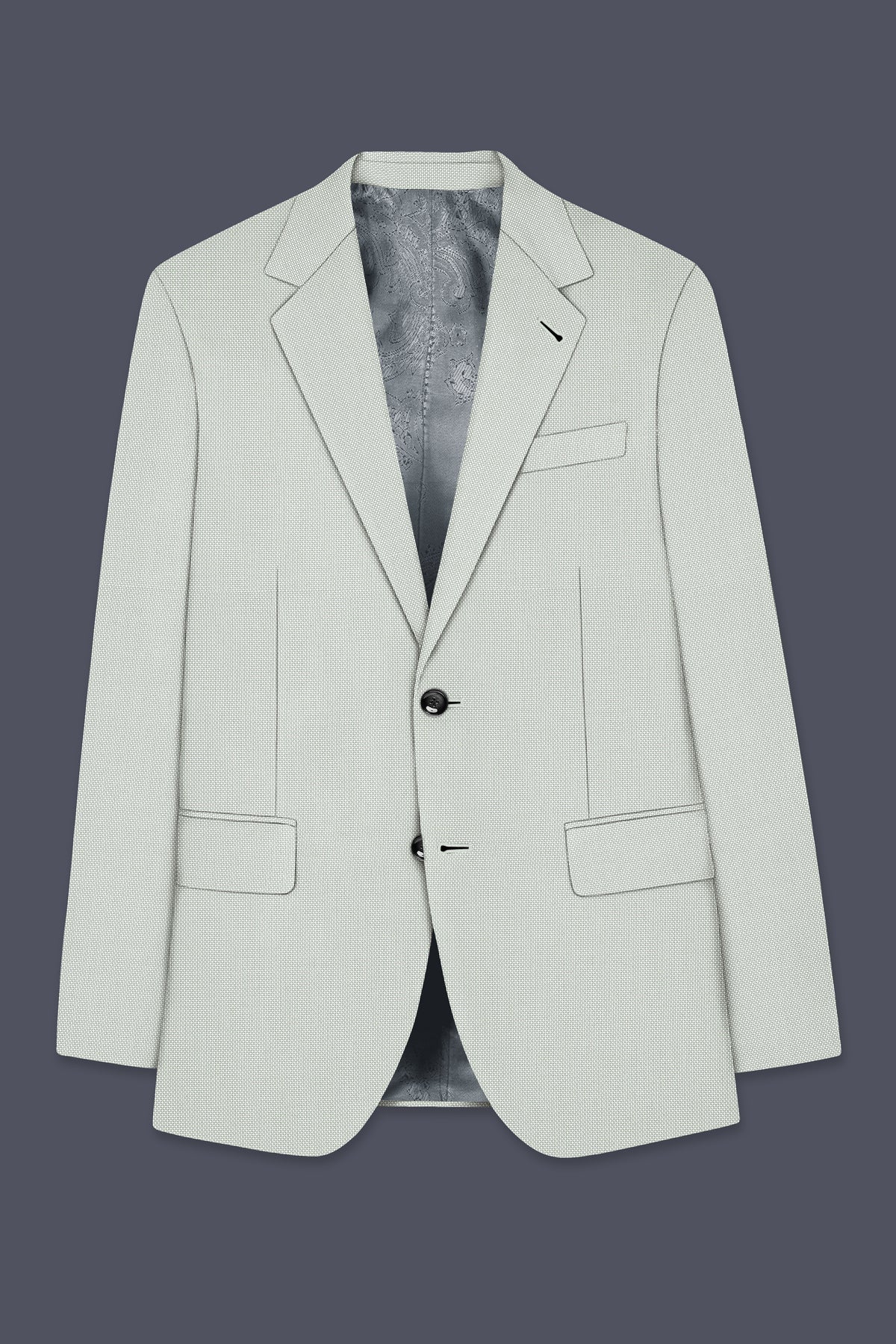 Cavell-Ash Gray Diamond Textured Wool Rich Slight Stretch Single Breasted Suit