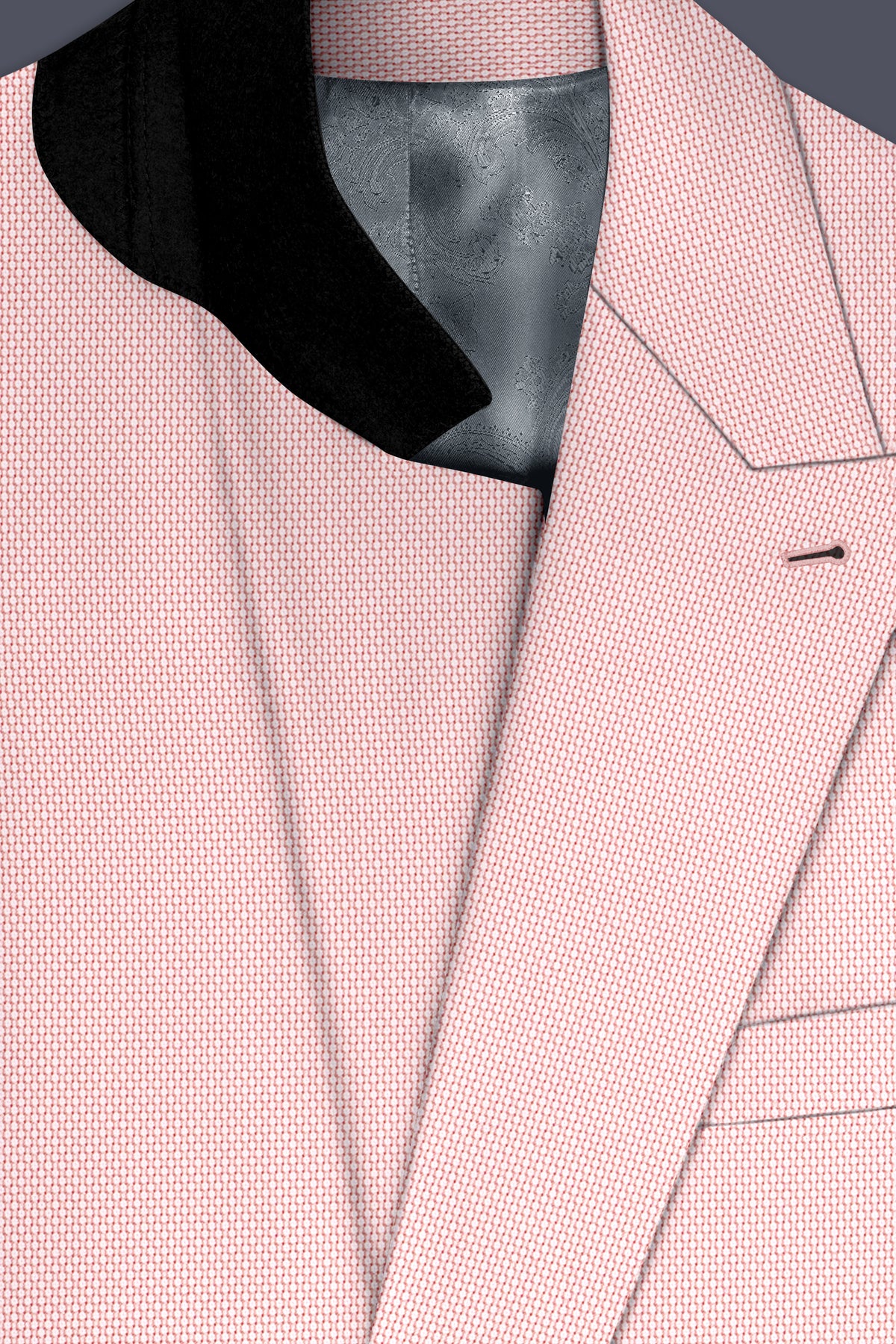 Blush-Cosmos Pink Diamond Textured Wool Rich Slight Stretch Double Breasted Suit