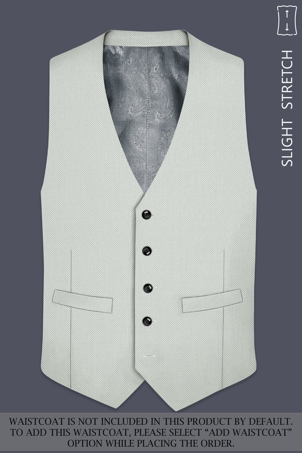 Cavell-Ash Gray Diamond Textured Wool Rich Slight Stretch Double Breasted Suit