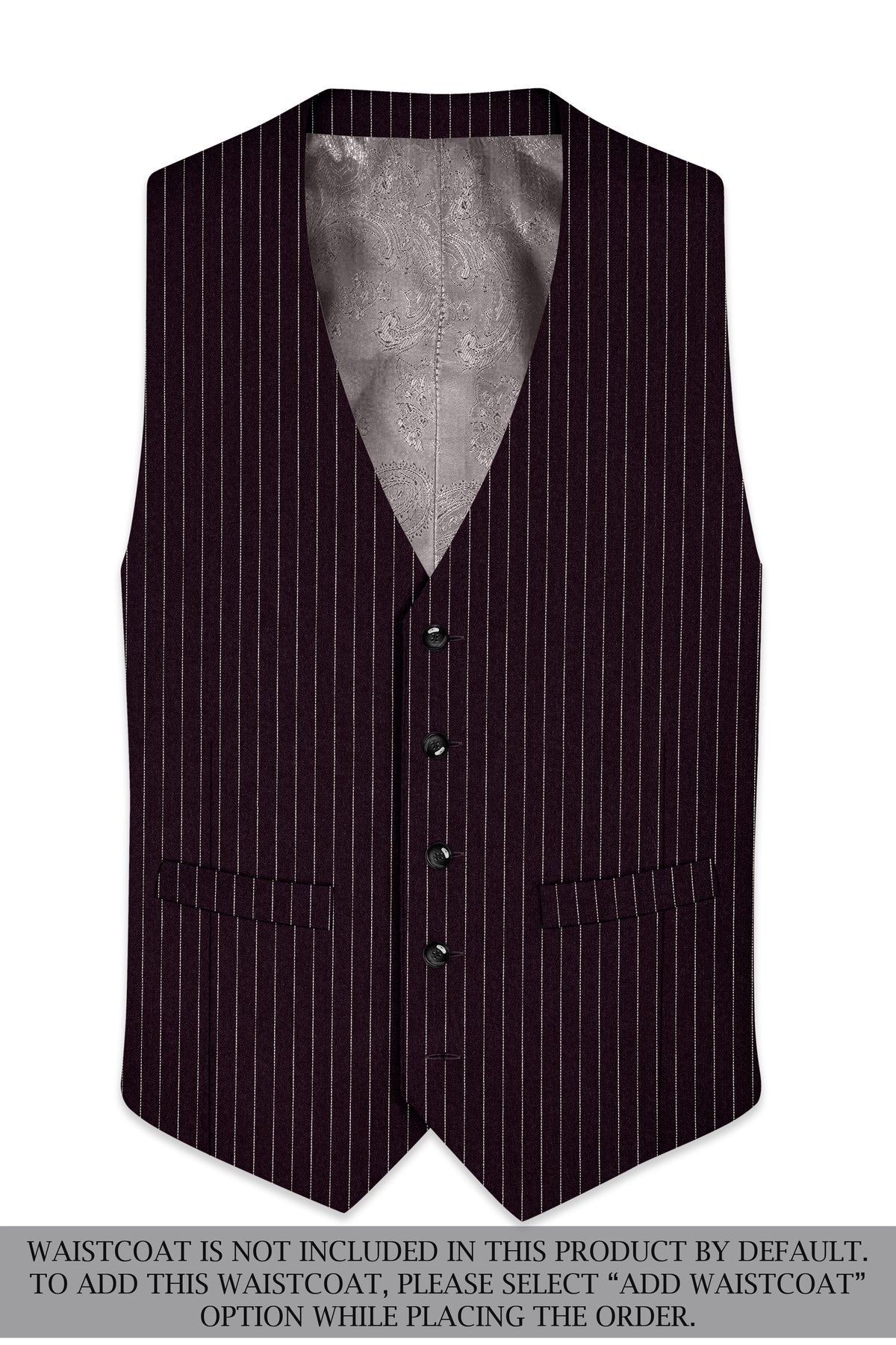 Vesper-Gondola Maroon Chalk Striped Wool Rich Wrinkle-Free Fluid Drape Fabric Single Breasted Suit