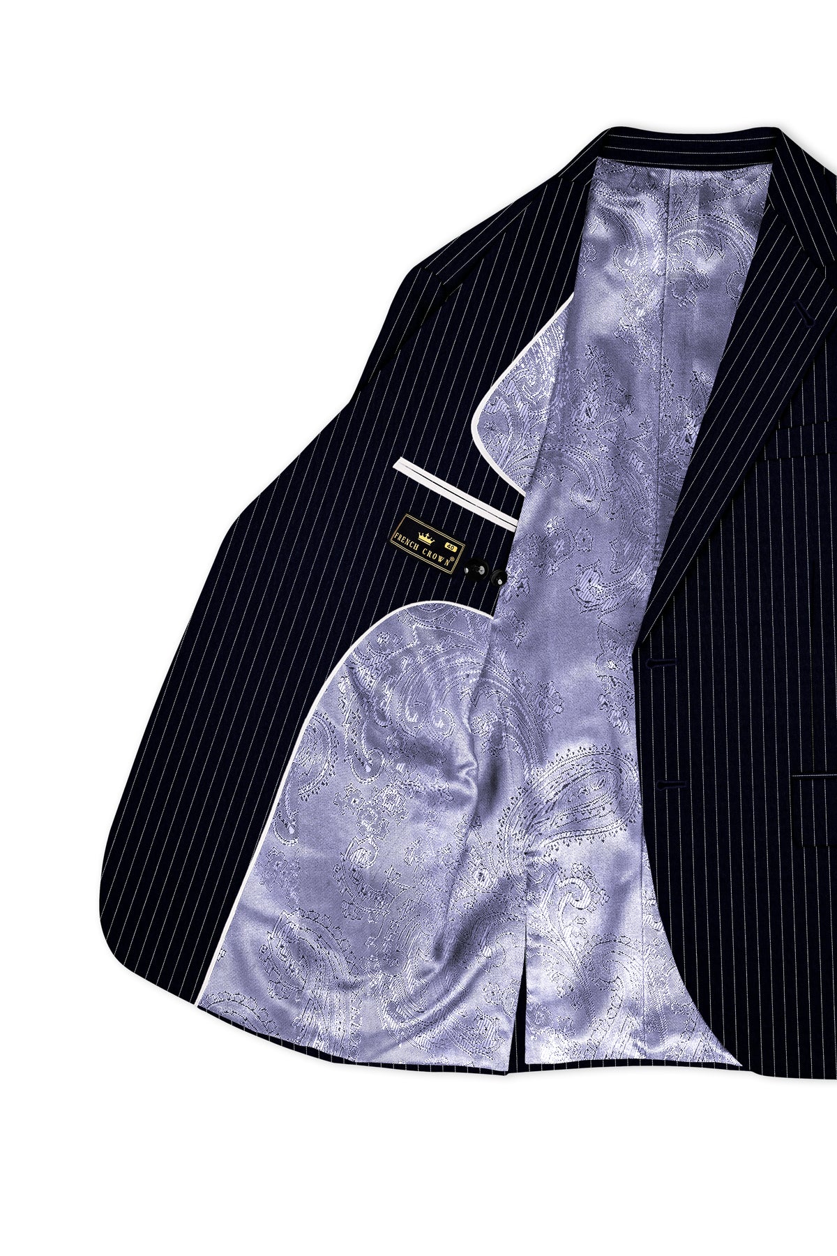 Windsor-Navy Blue Chalk Striped Wool Rich Wrinkle-Free Fluid Drape Fabric Single Breasted Suit