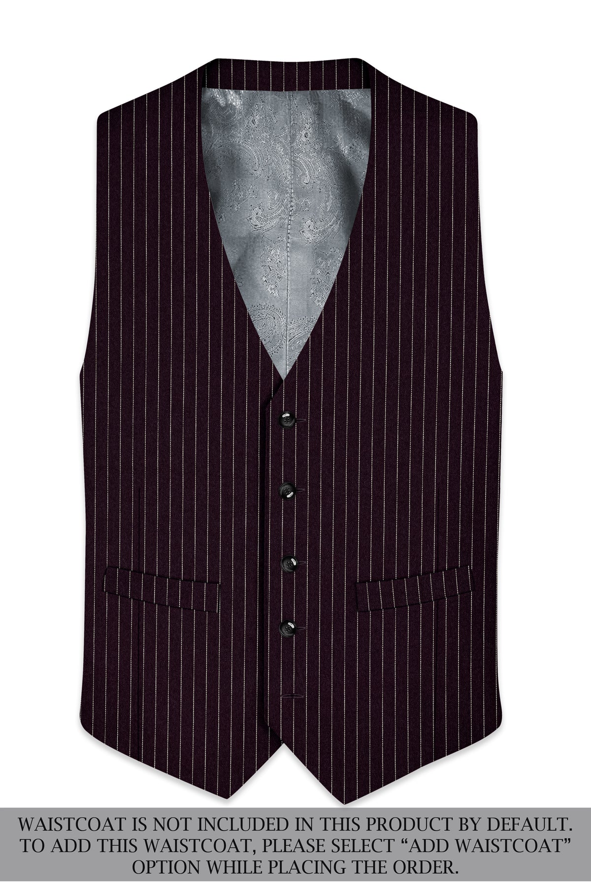 Vesper-Gondola Maroon Chalk Striped Wool Rich Wrinkle-Free Fluid Drape Fabric Double Breasted Suit