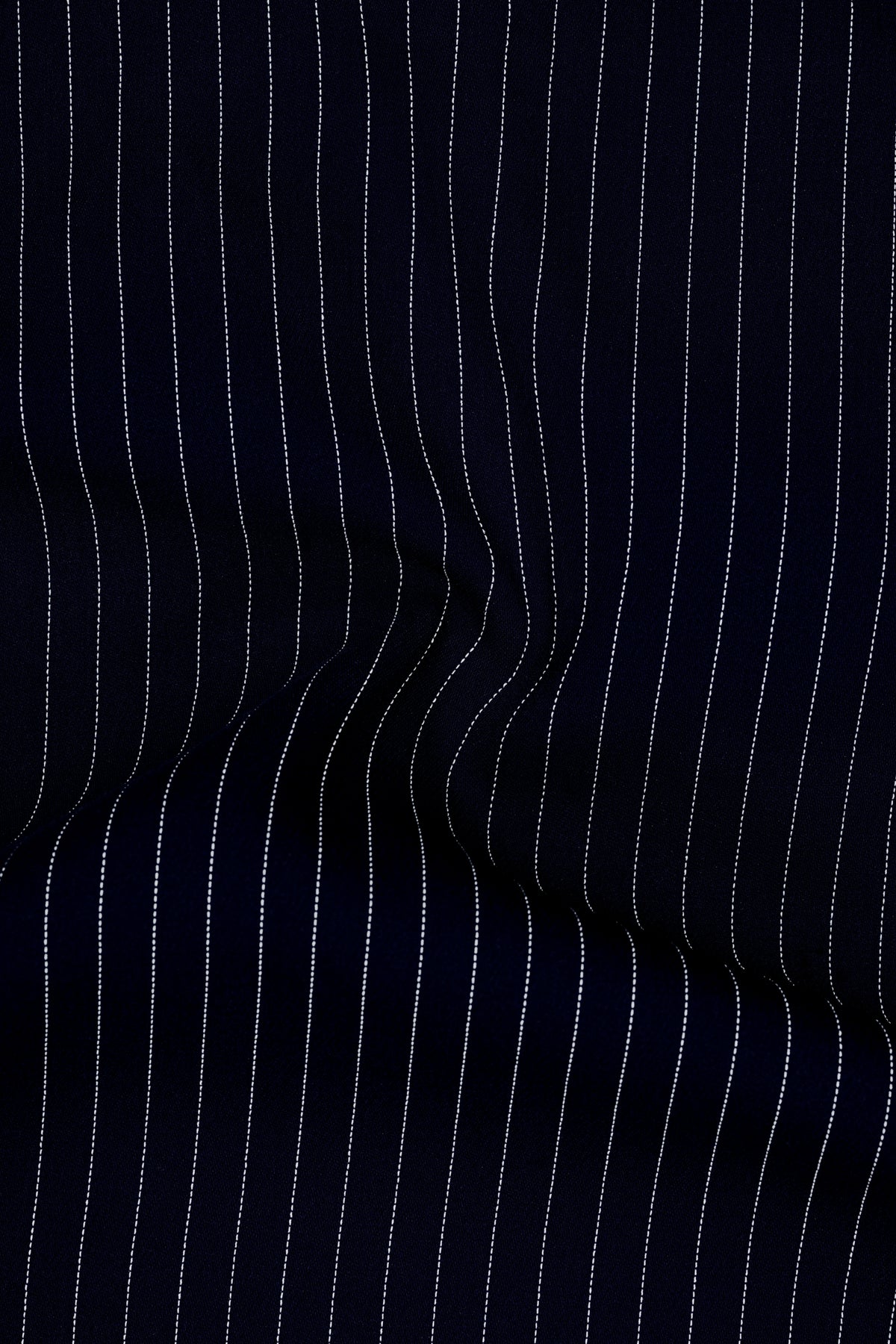 Windsor-Navy Blue Chalk Striped Wool Rich Wrinkle-Free Fluid Drape Fabric Double Breasted Suit
