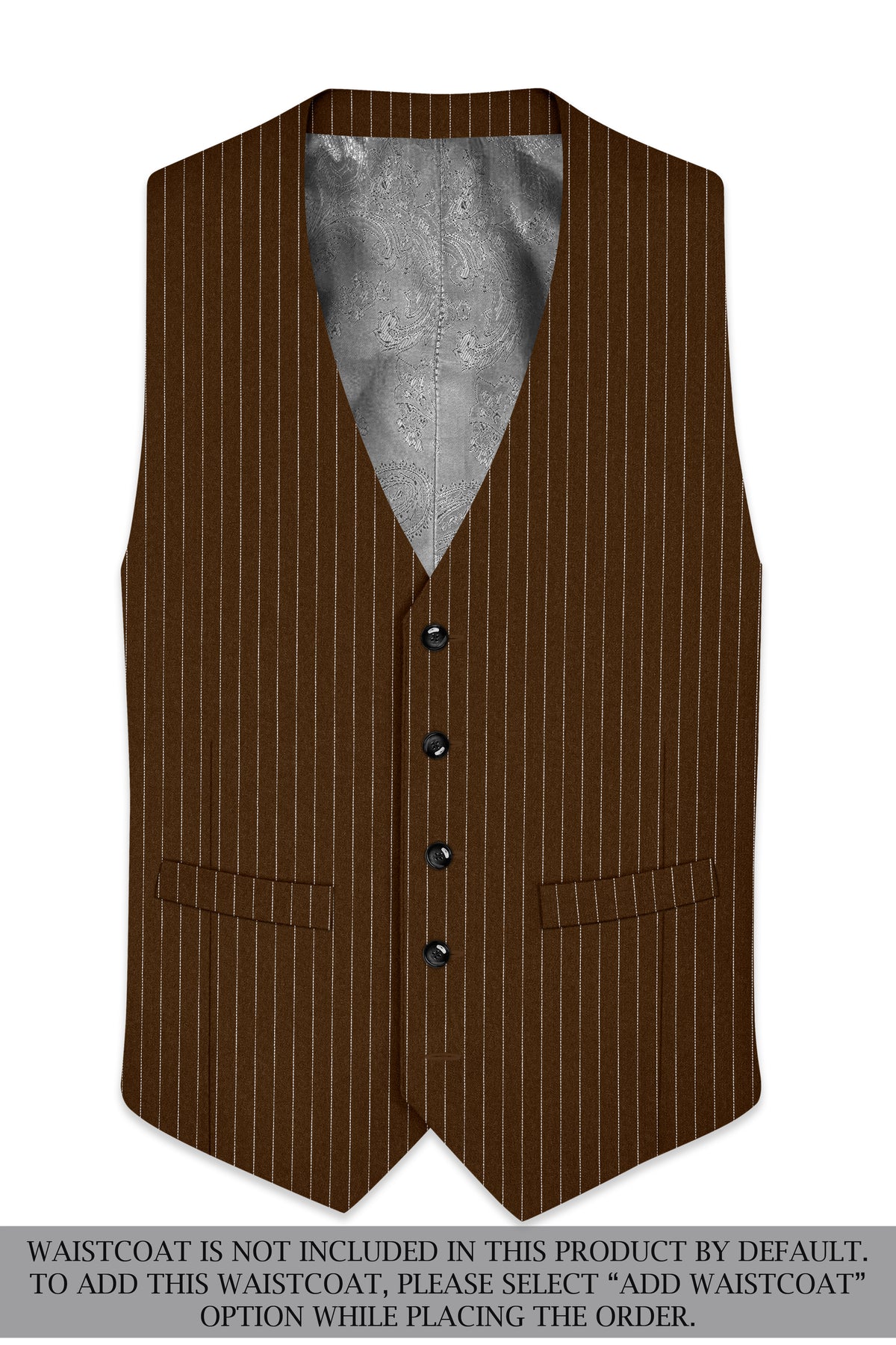 Everton-Clinker Brown Chalk Striped Wool Rich Wrinkle-Free Fluid Drape Fabric Double Breasted Suit