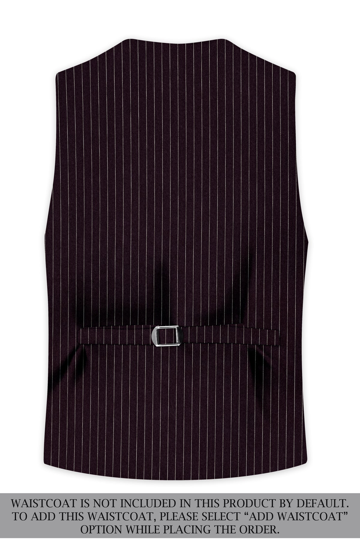 Vesper-Gondola Maroon Chalk Striped Wool Rich Wrinkle-Free Fluid Drape Fabric Tuxedo Suit