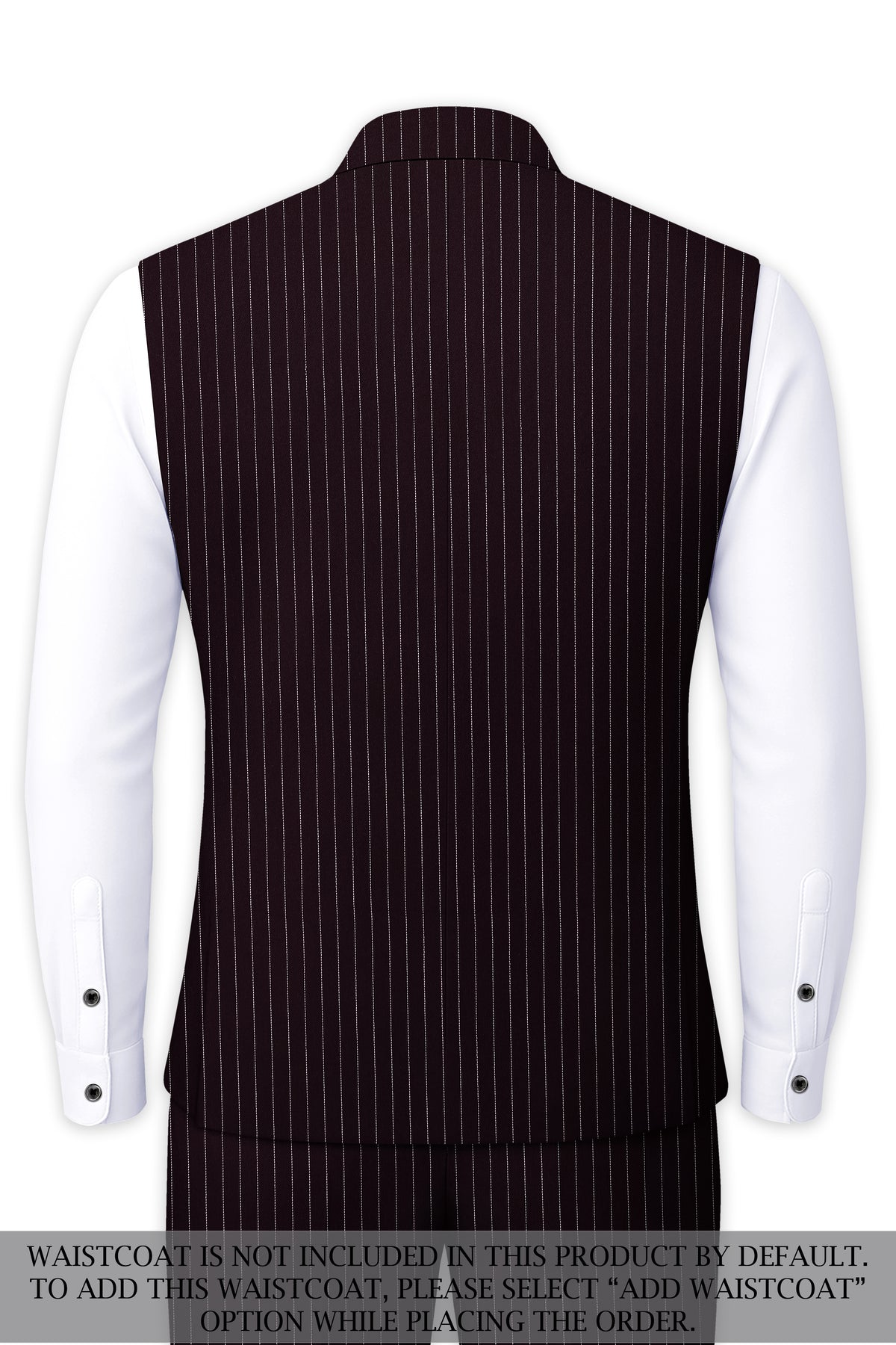 Vesper-Gondola Maroon Chalk Striped Wool Rich Wrinkle-Free Fluid Drape Fabric Bandhgala Suit