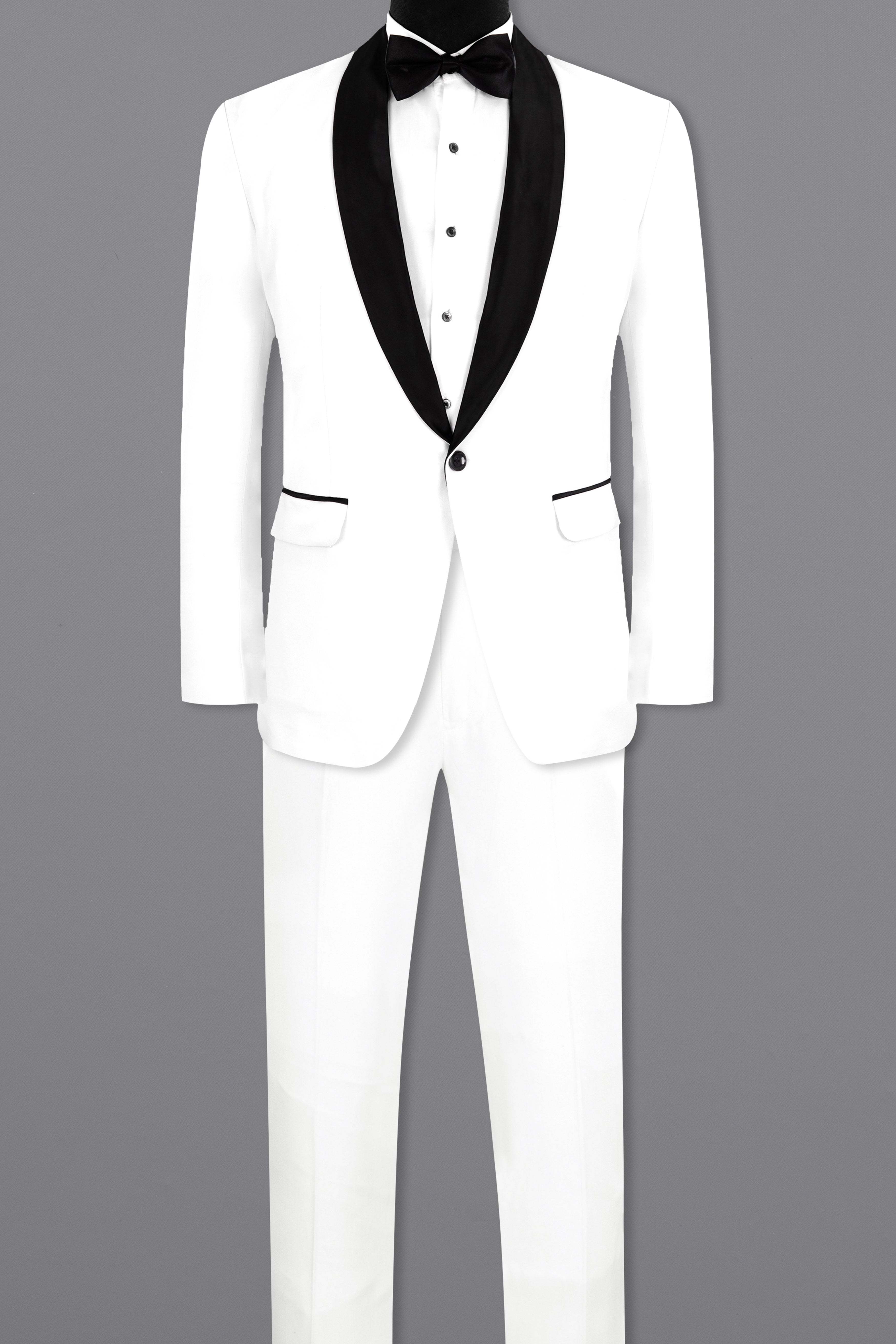 Bright White Subtle Sheen Tuxedo Suit