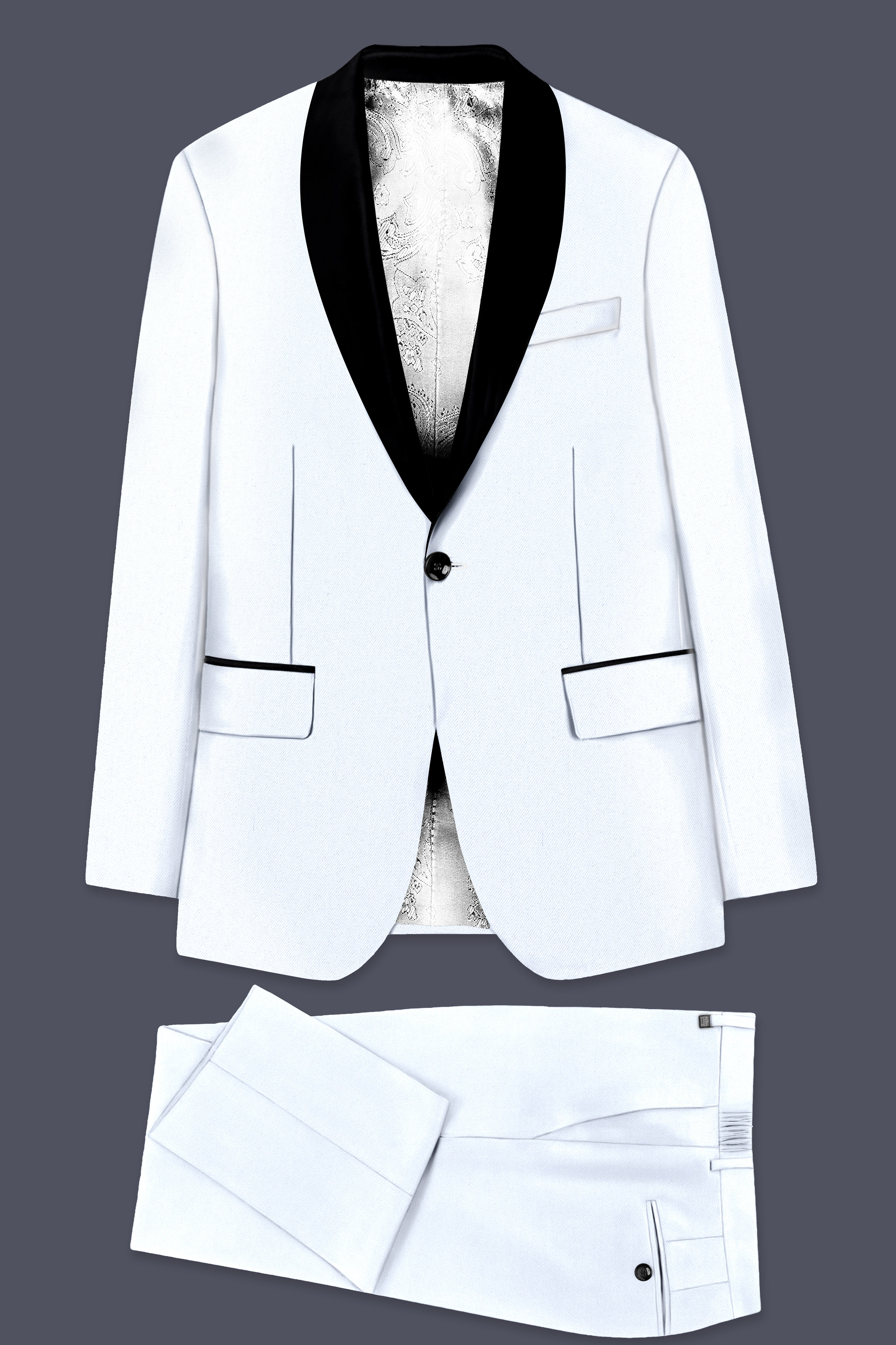 Bright White Tuxedo Plain Solid Single Breasted Premium