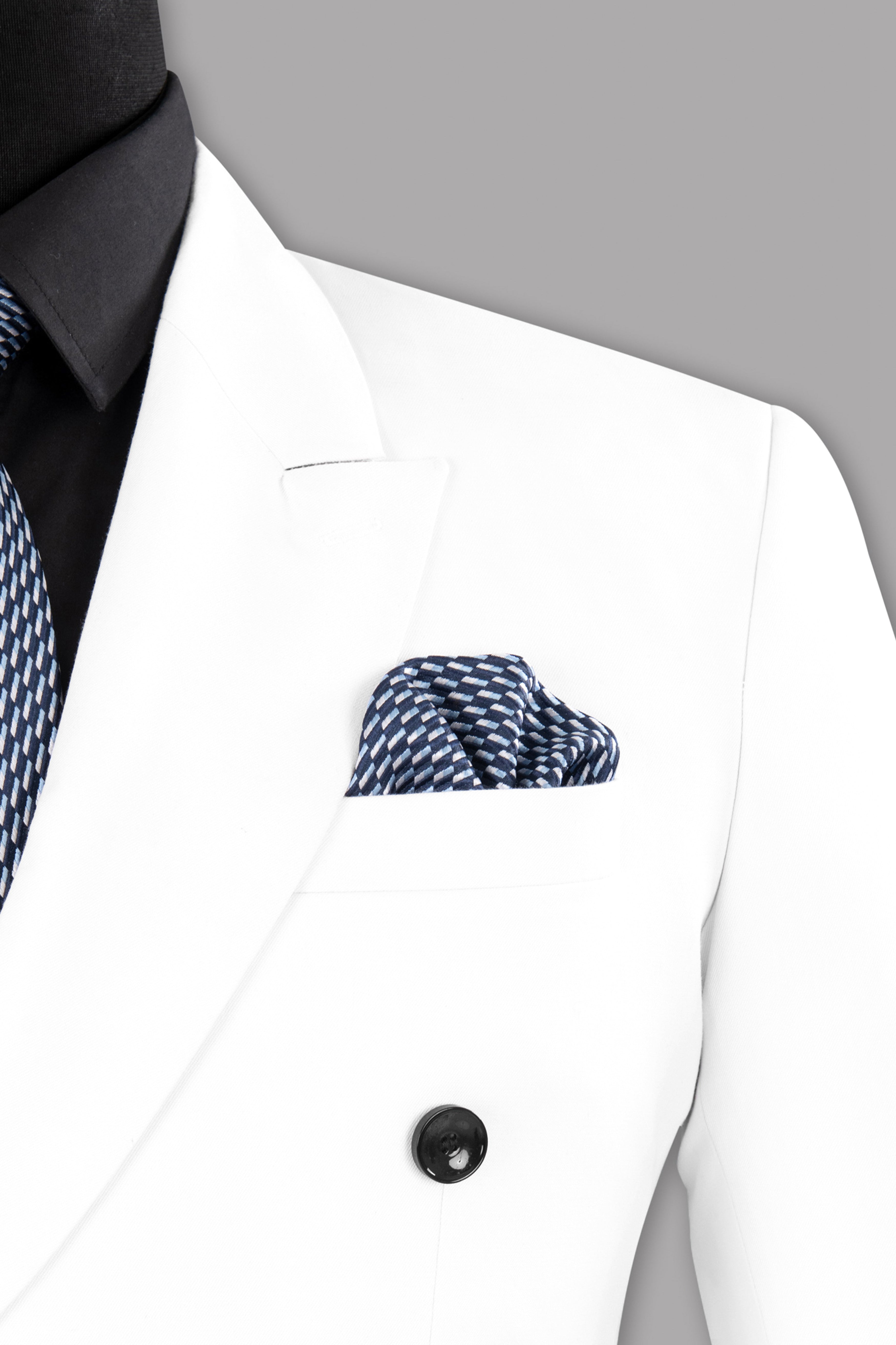 Bright White Subtle Sheen Double Breasted Suit