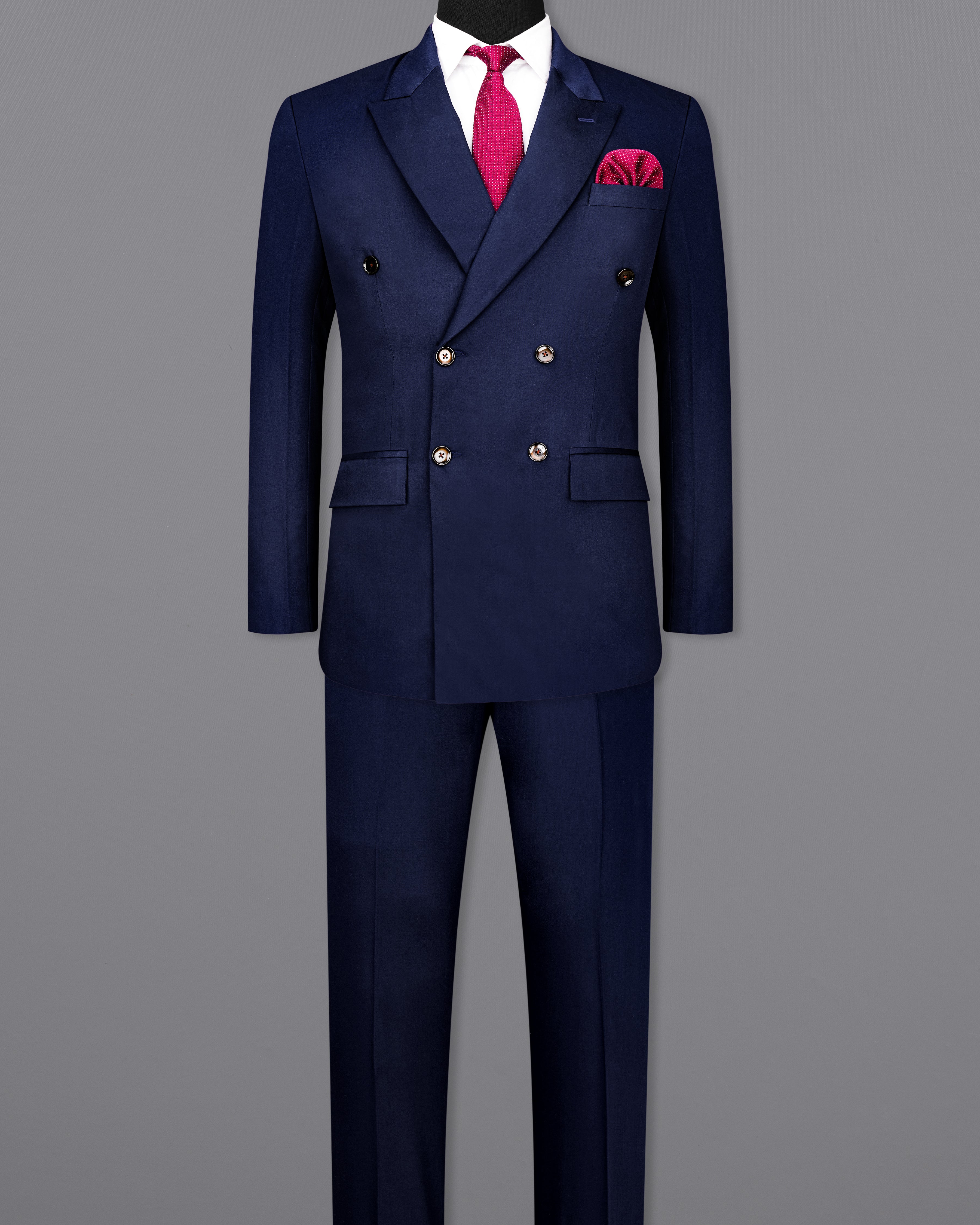 Space Blue Subtle Sheen Double Breasted Suit