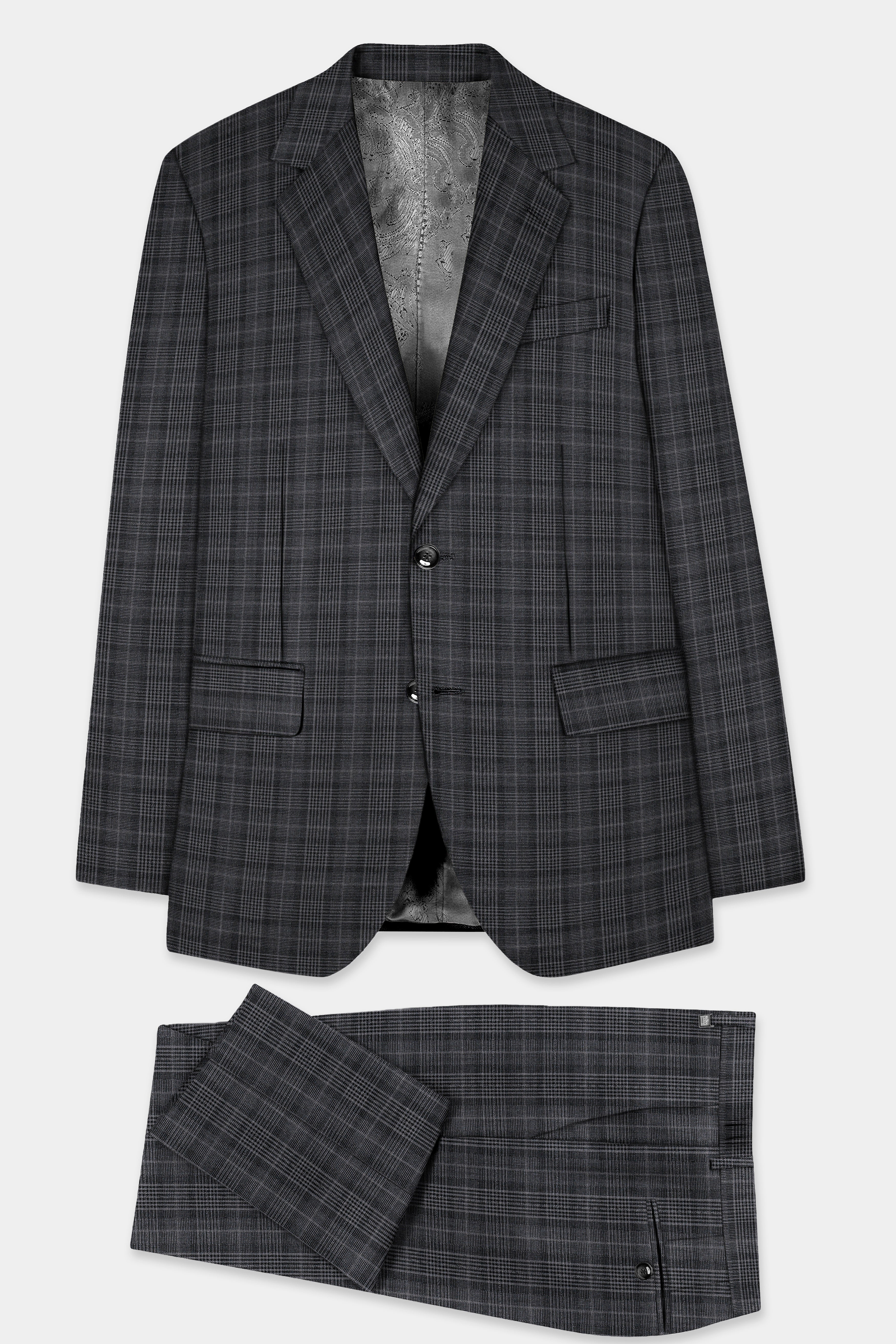 Charcoal Grey Plaid Suit