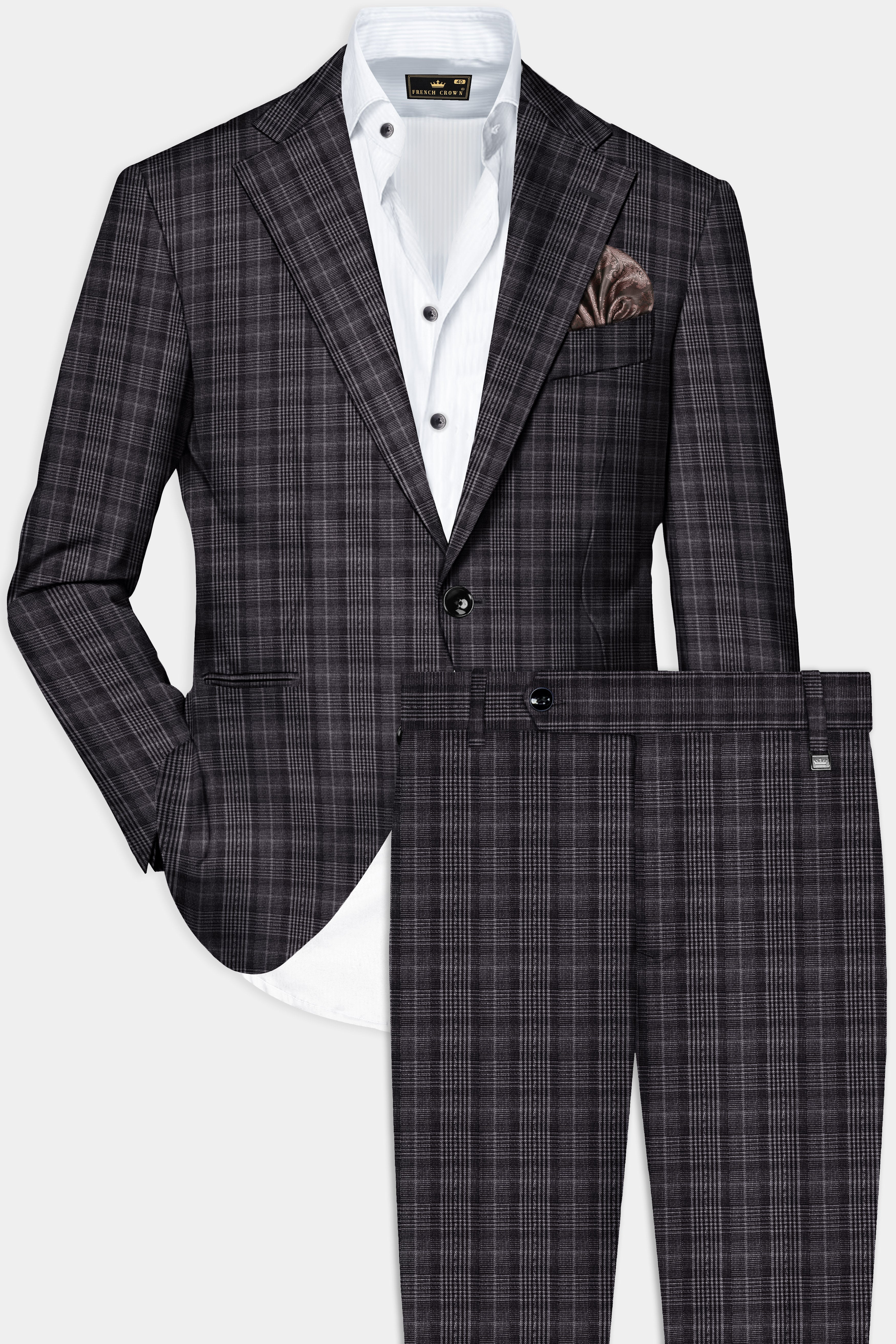 Charcoal Grey Plaid Suit