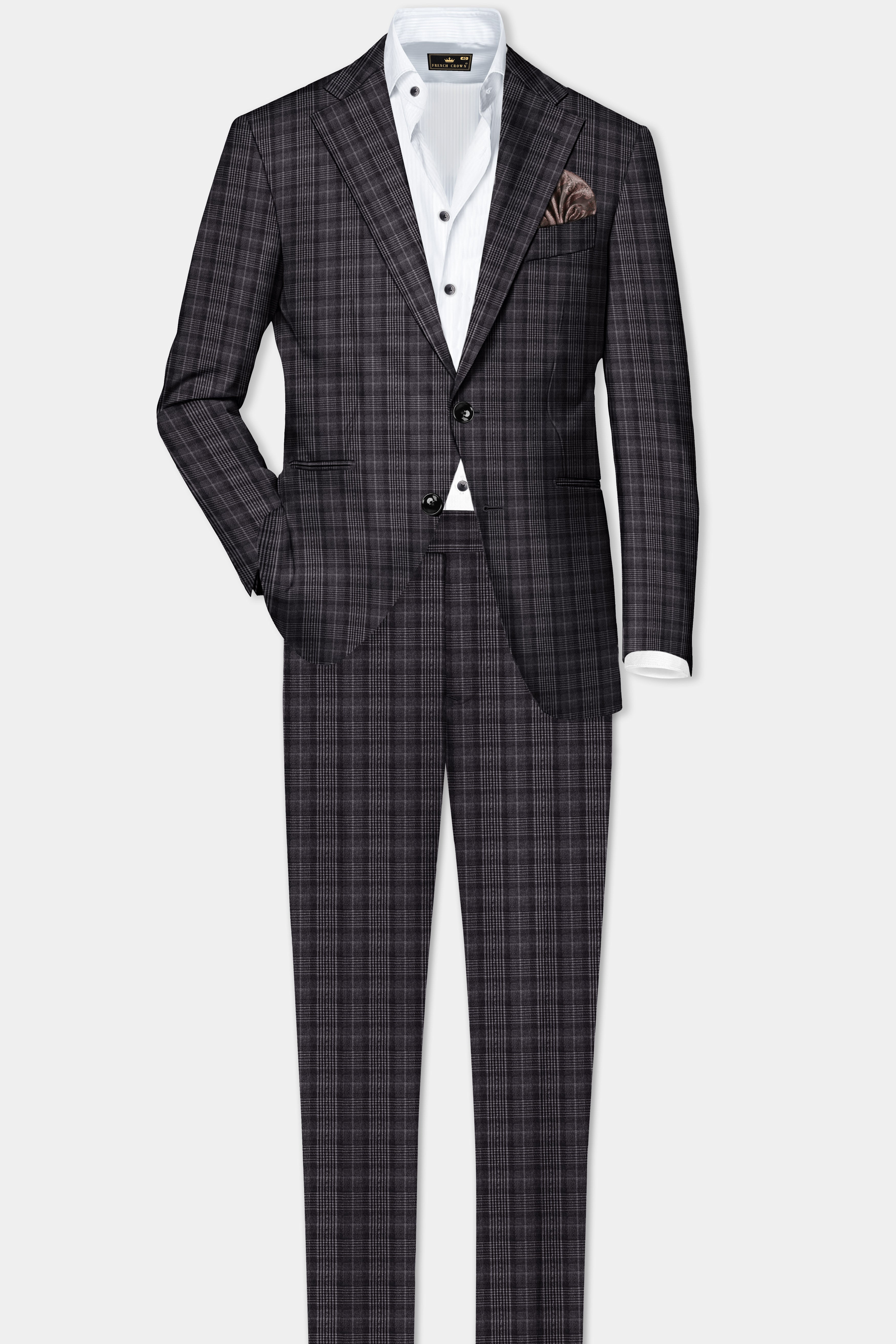 Charcoal Grey Plaid Suit