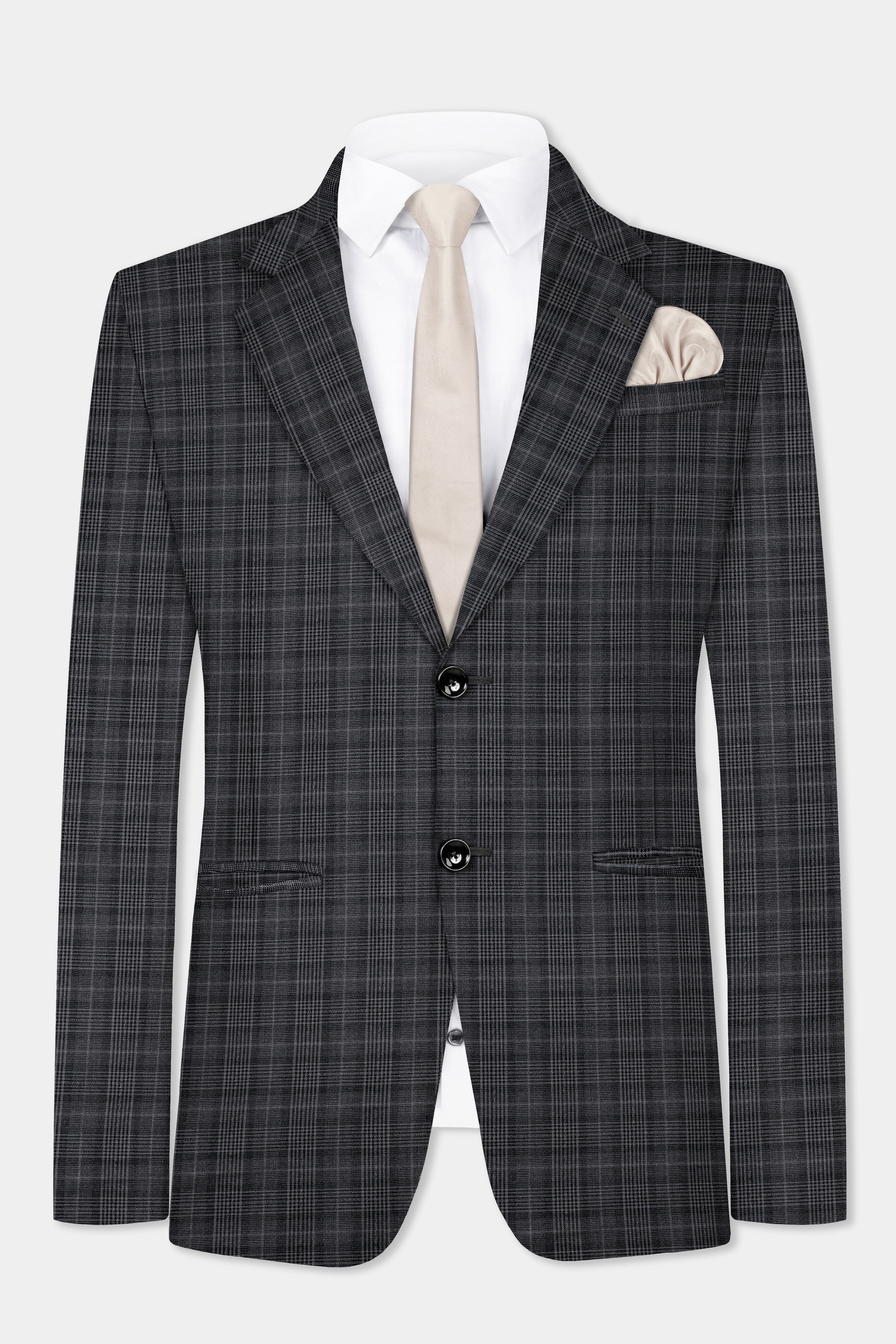 Charcoal Grey Plaid Suit