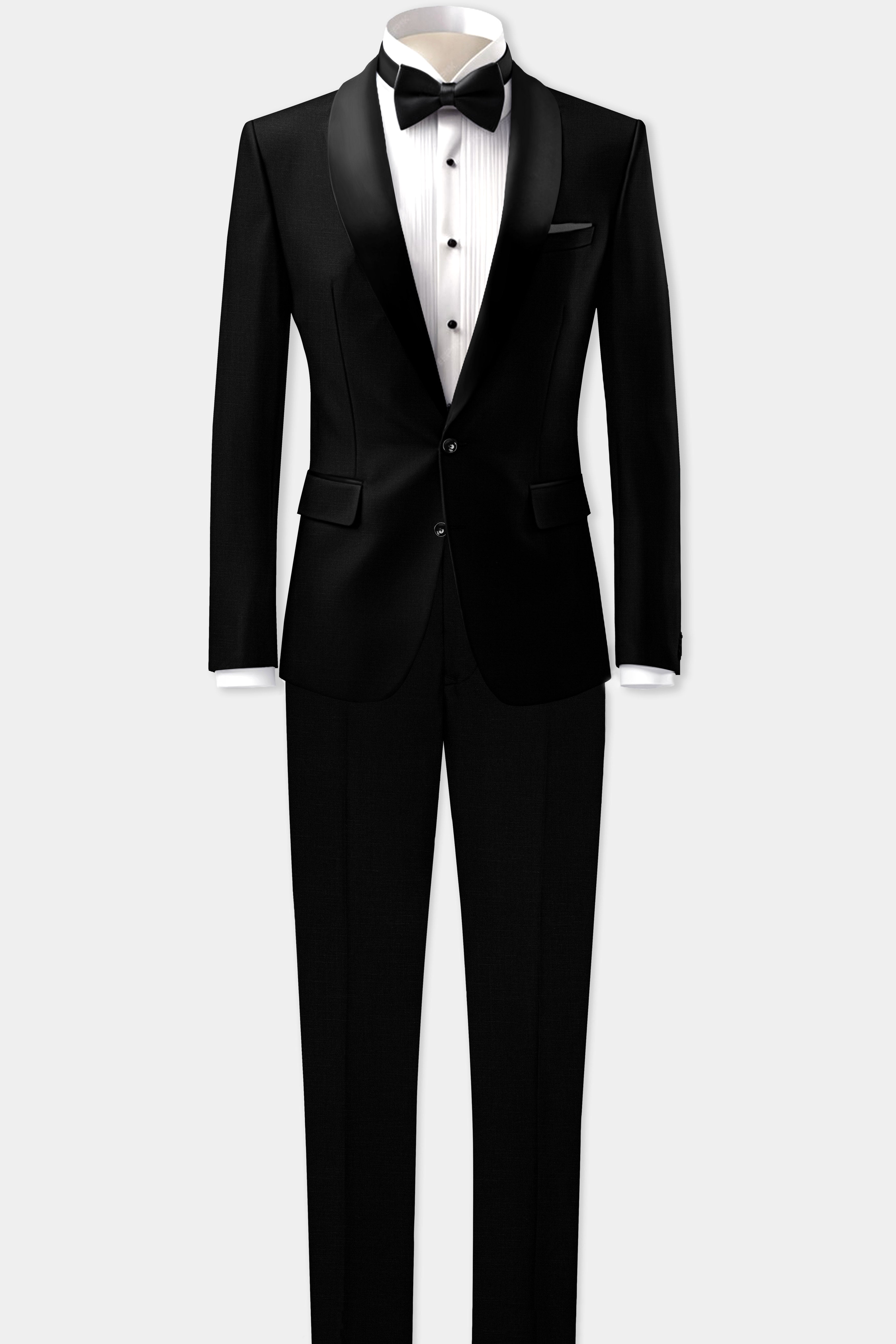 Black Tuxedo Textured Single Breasted Premium Terry Rayon Suits
