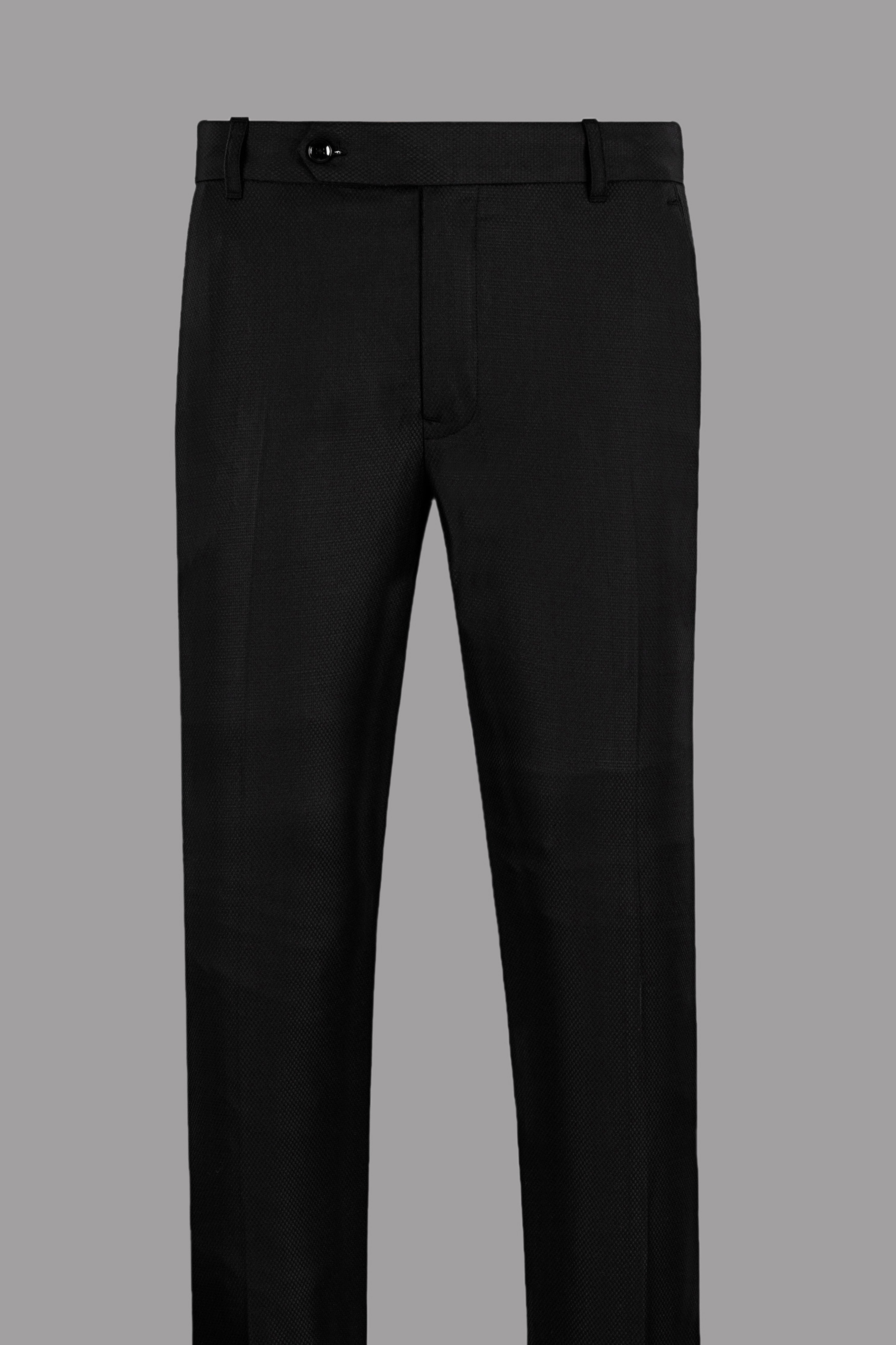 Jade Black Diamond Textured Wool Blend Suit