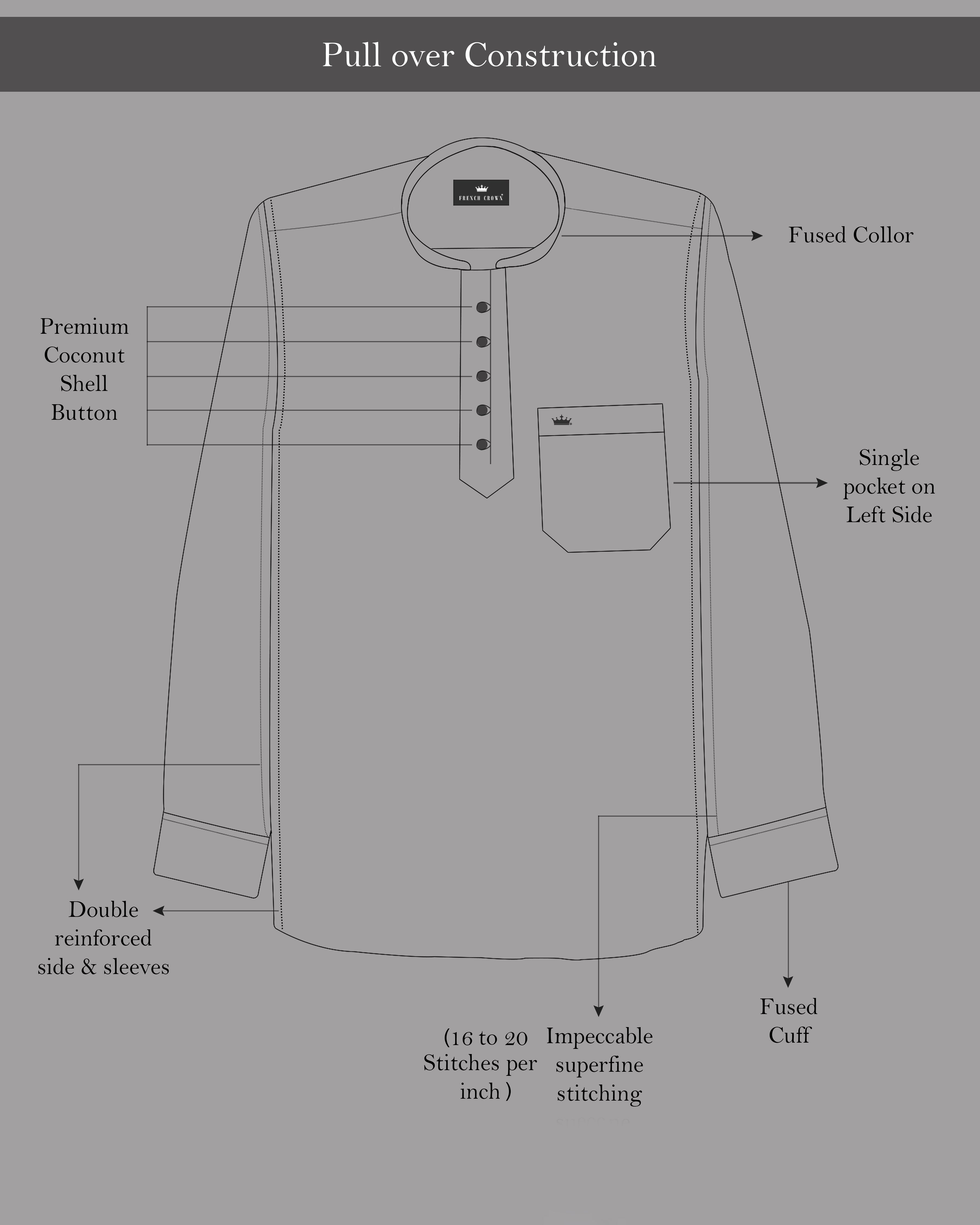 Tuna Gray and Copper Paisley Printed Super Soft Premium Cotton Kurta Shirt