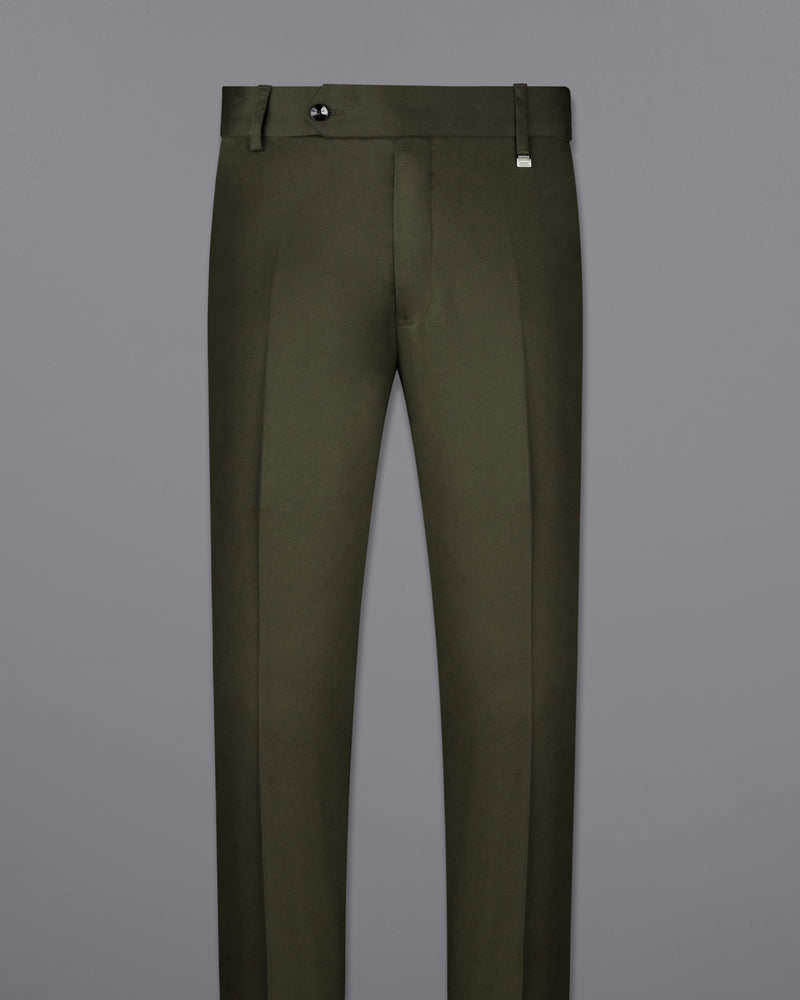 TAUPE GREEN SOLID STRETCHABLE PREMIUM COTTON TRAVELER PANT