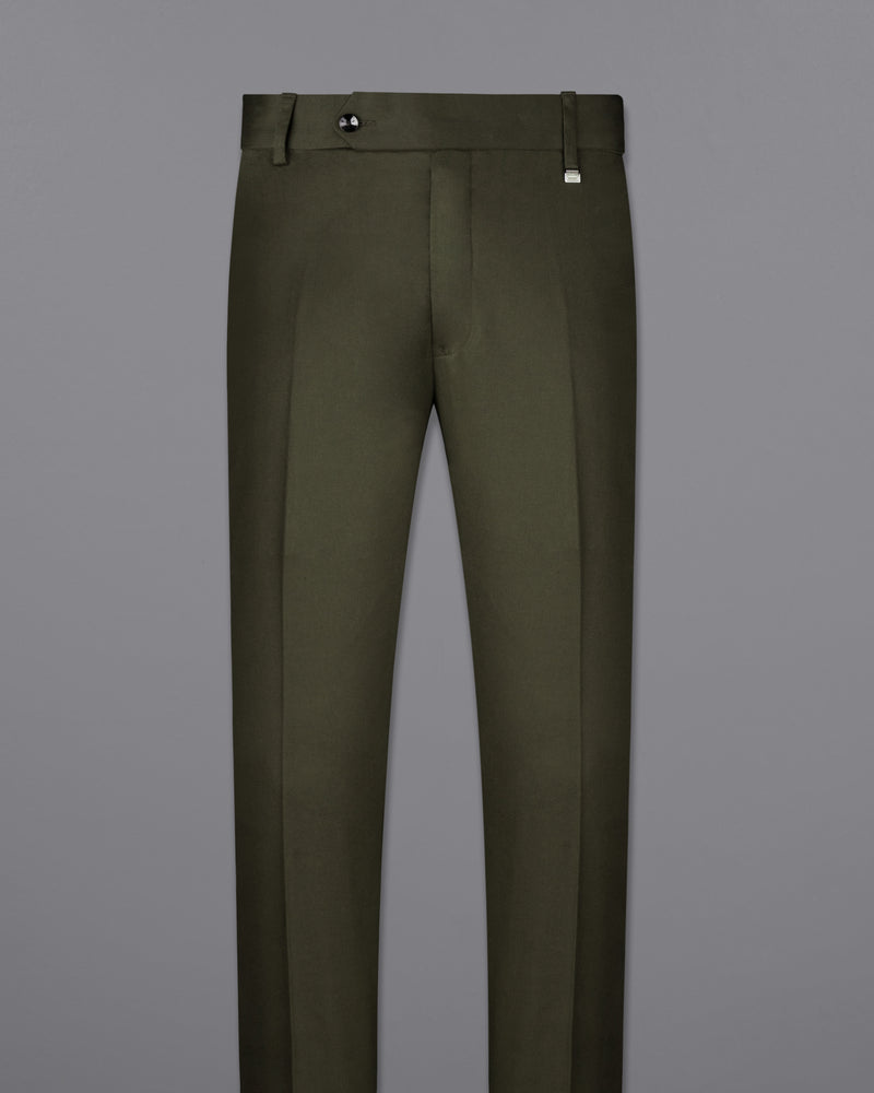 Taupe Green Solid Stretchable Premium Cotton traveler Pant