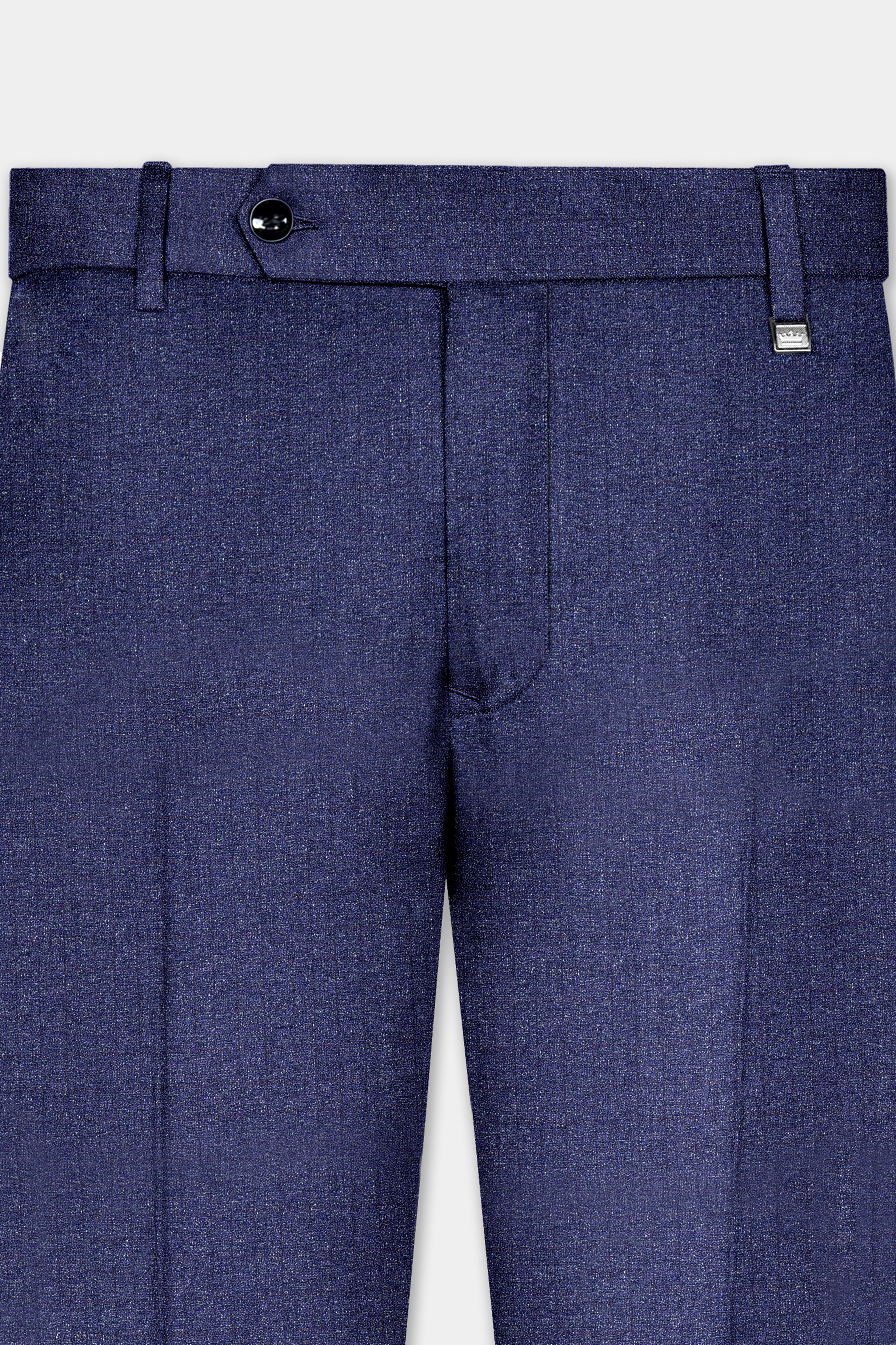 Ebony Clay Blue Textured Wool Blend Pant