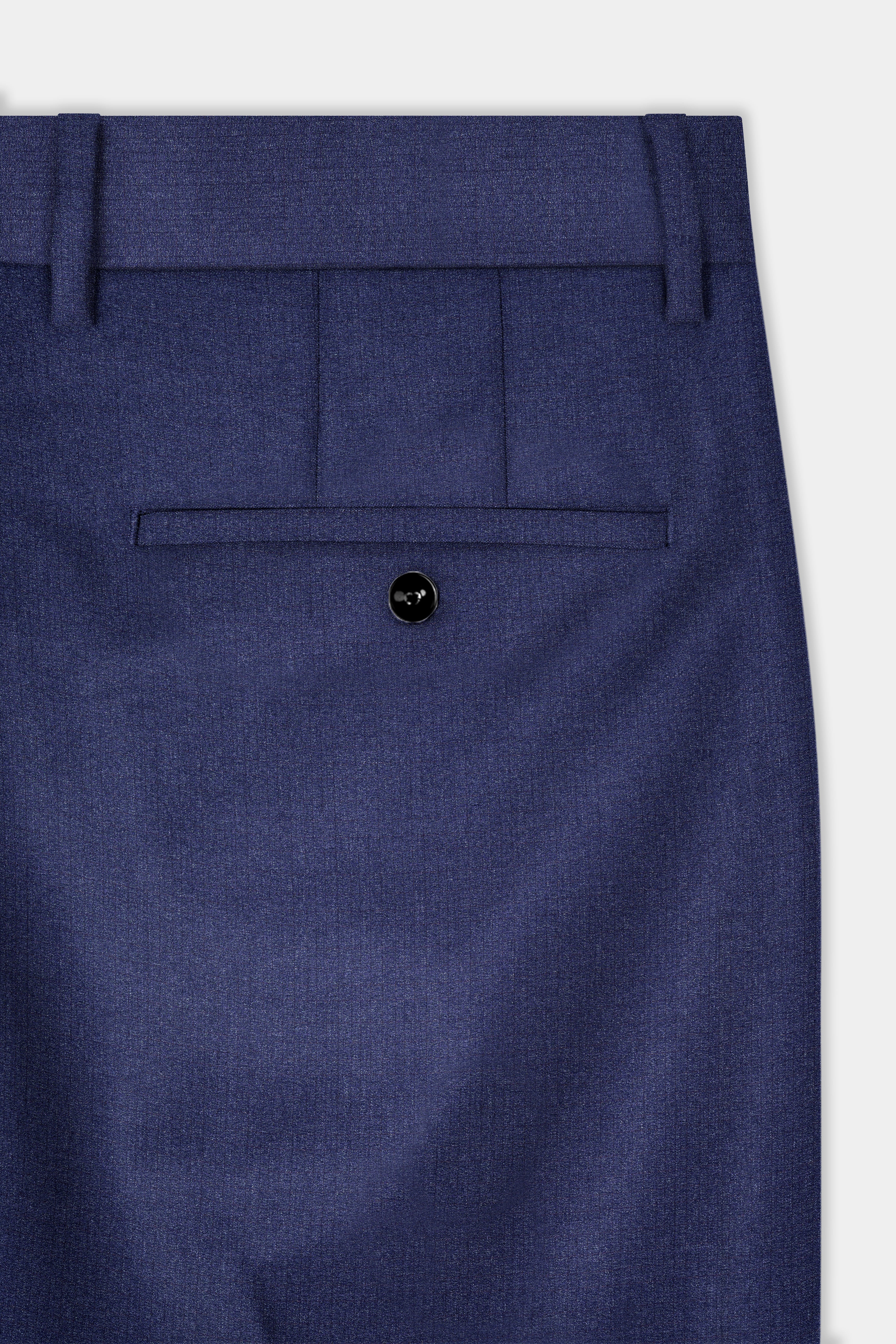 Ebony Clay Blue Textured Wool Blend Pant