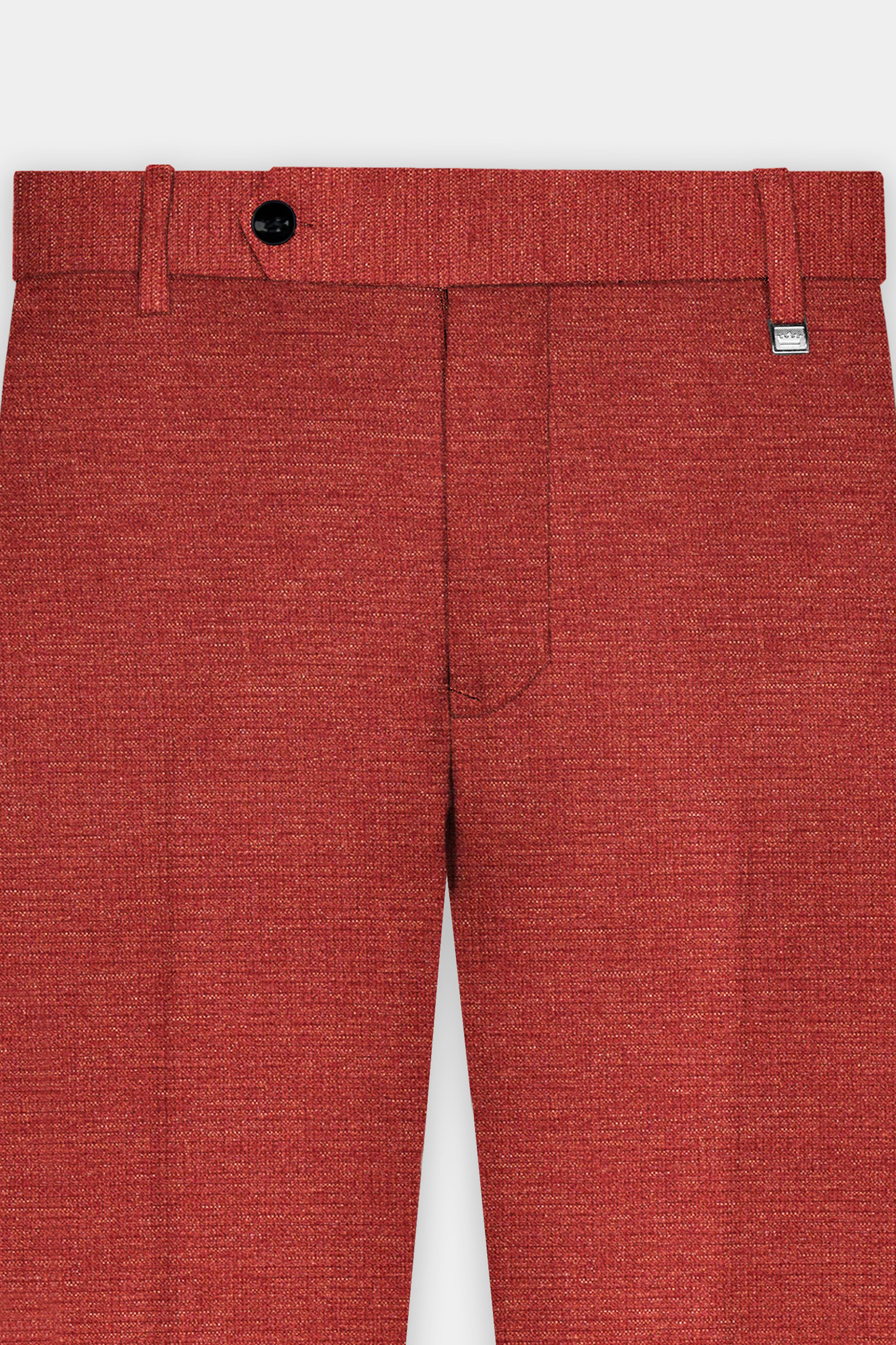 Brick Red Textured Stretchable Waistband Pant