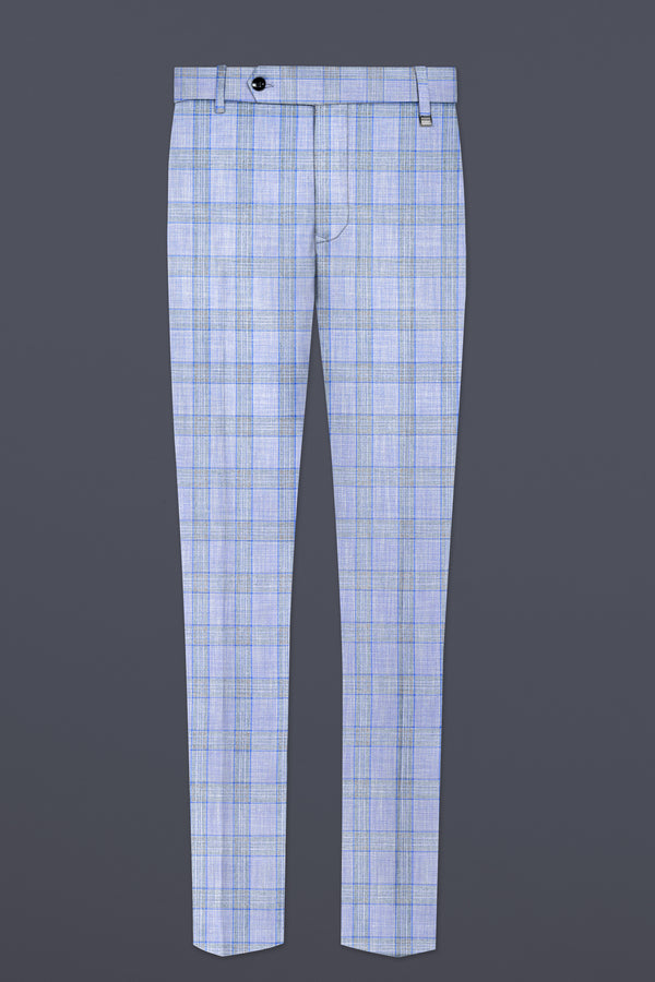 Slate Blue with Tapa Brown Plaid Wool Rich Pant