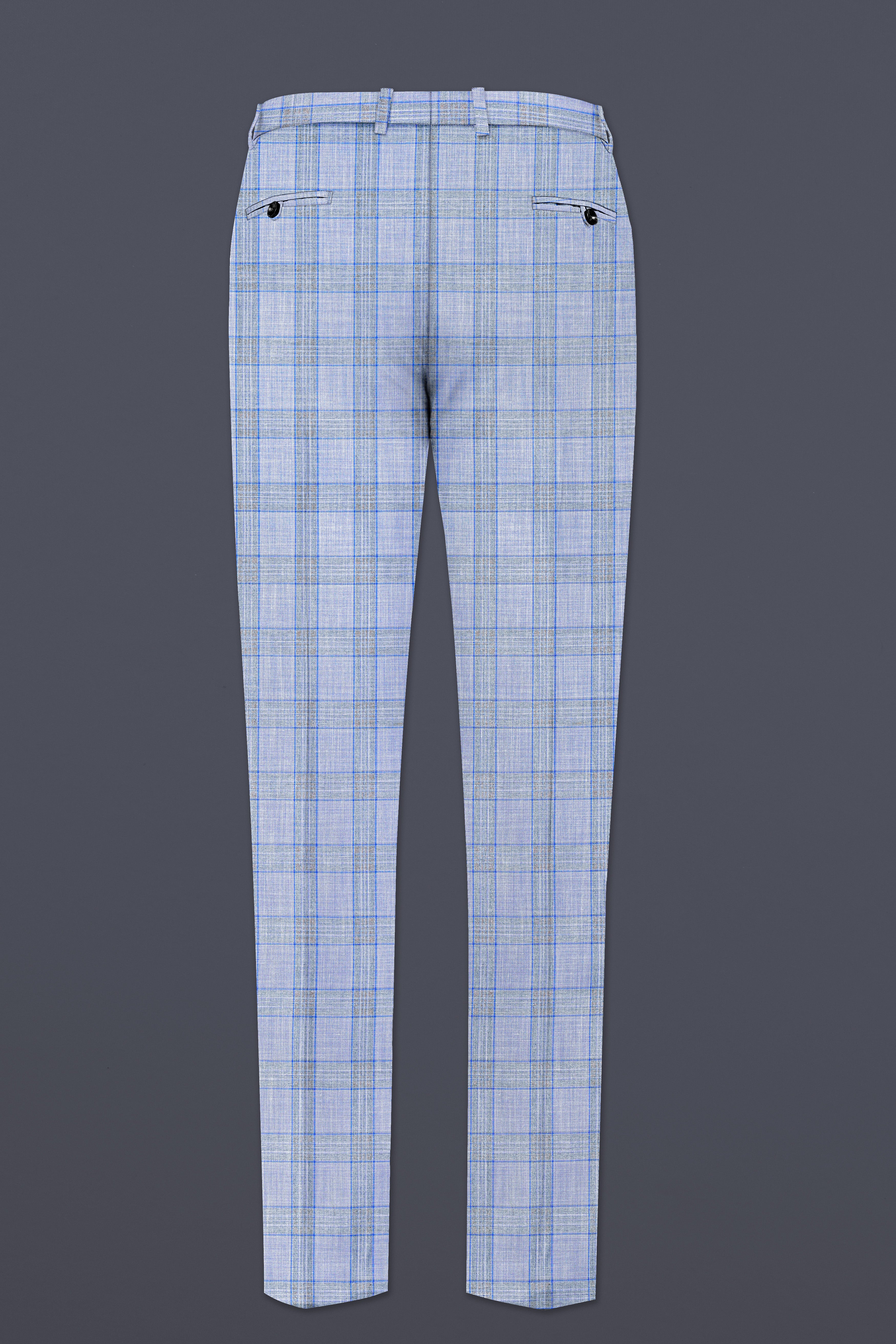 Slate Blue with Tapa Brown Plaid Wool Rich Pant