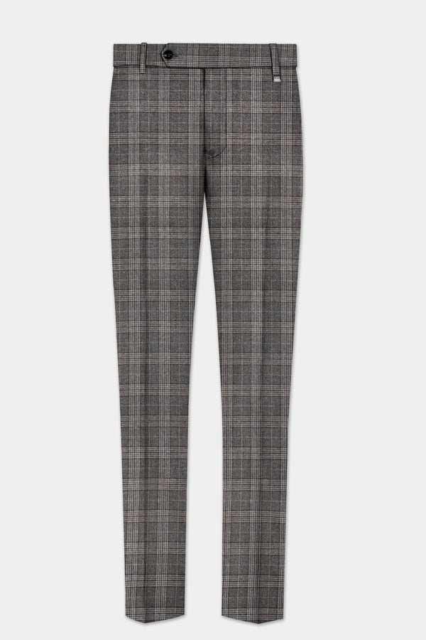 Iridium Gray Plaid Tweed Stretchable Waistband Pant