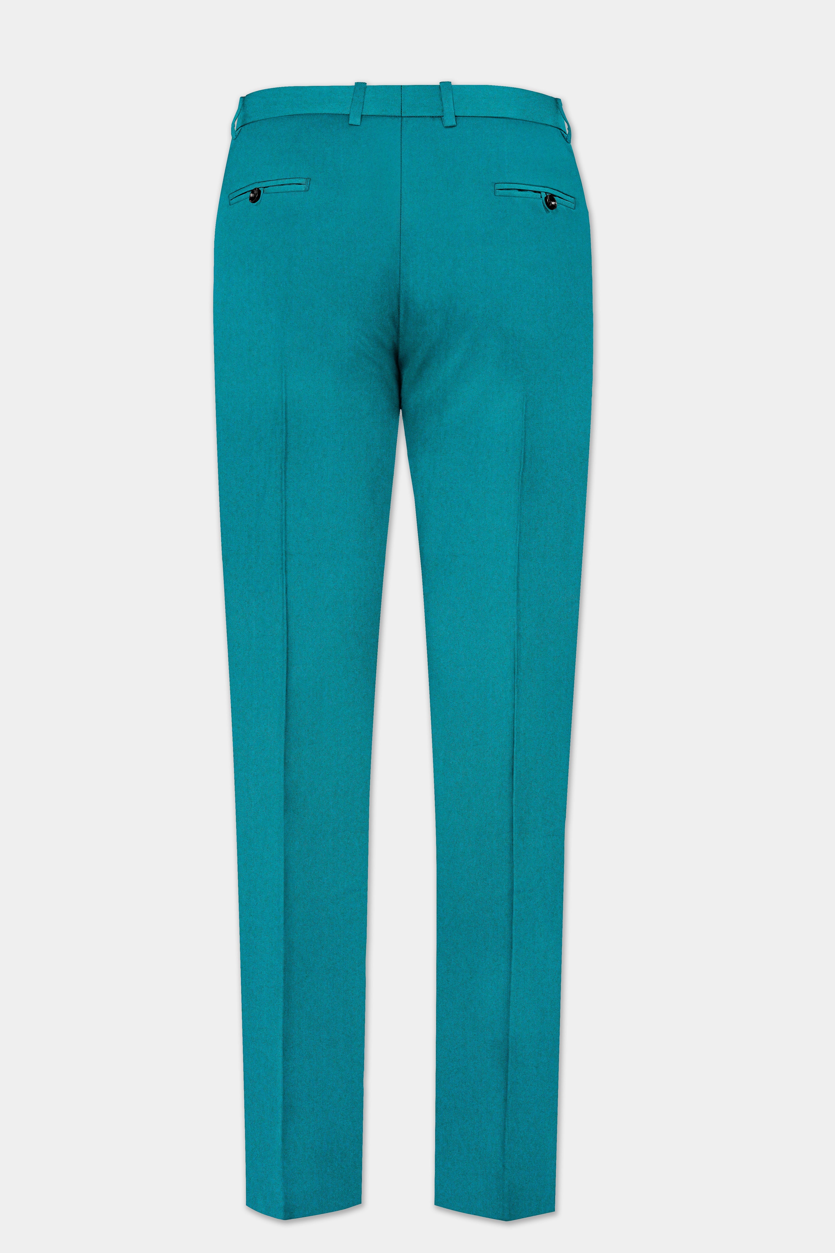 Surfie Green Solid Wool Blend Stretchable Waistband Pant