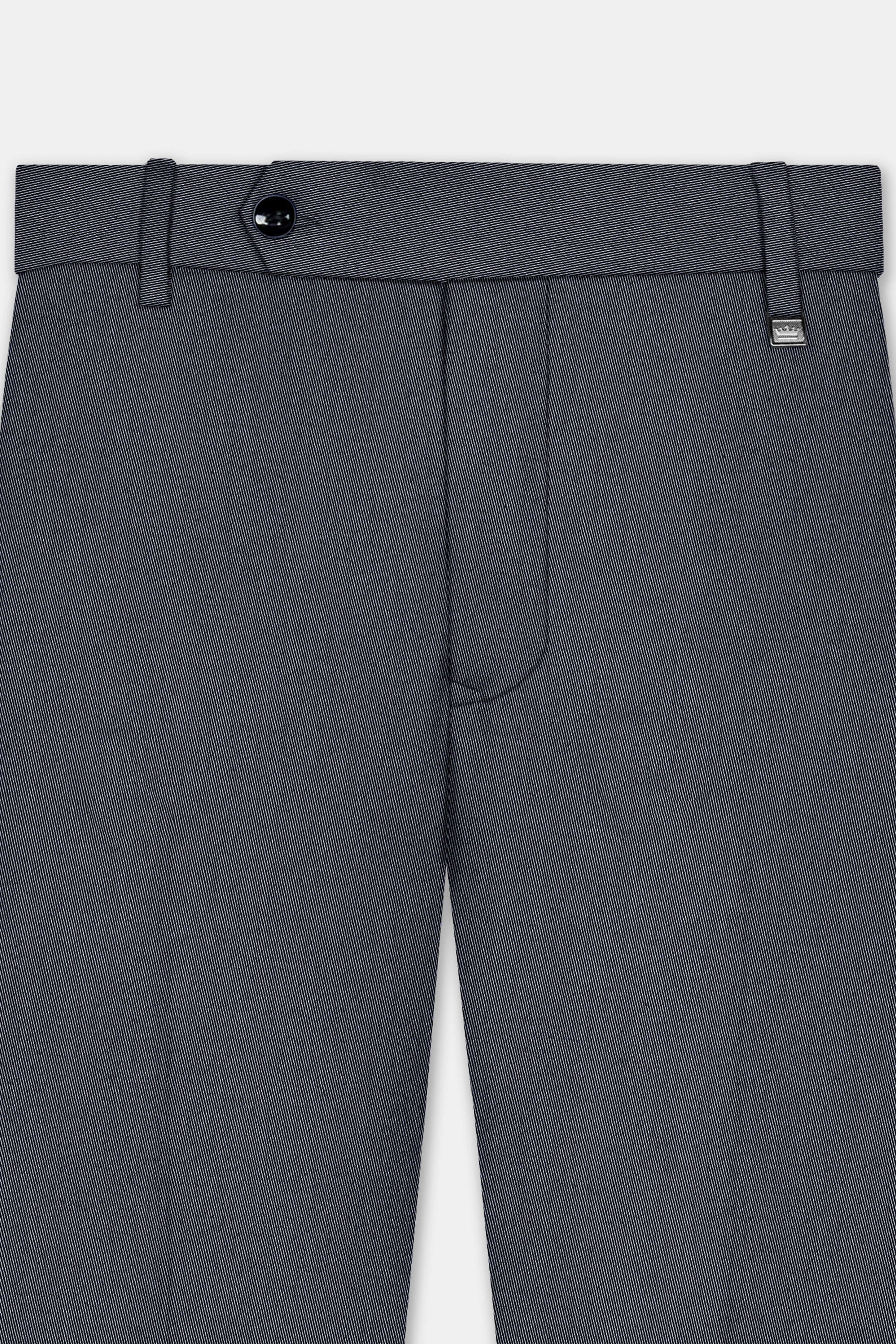 Iridium Gray Textured Cotton Stretchable Waistband Pant