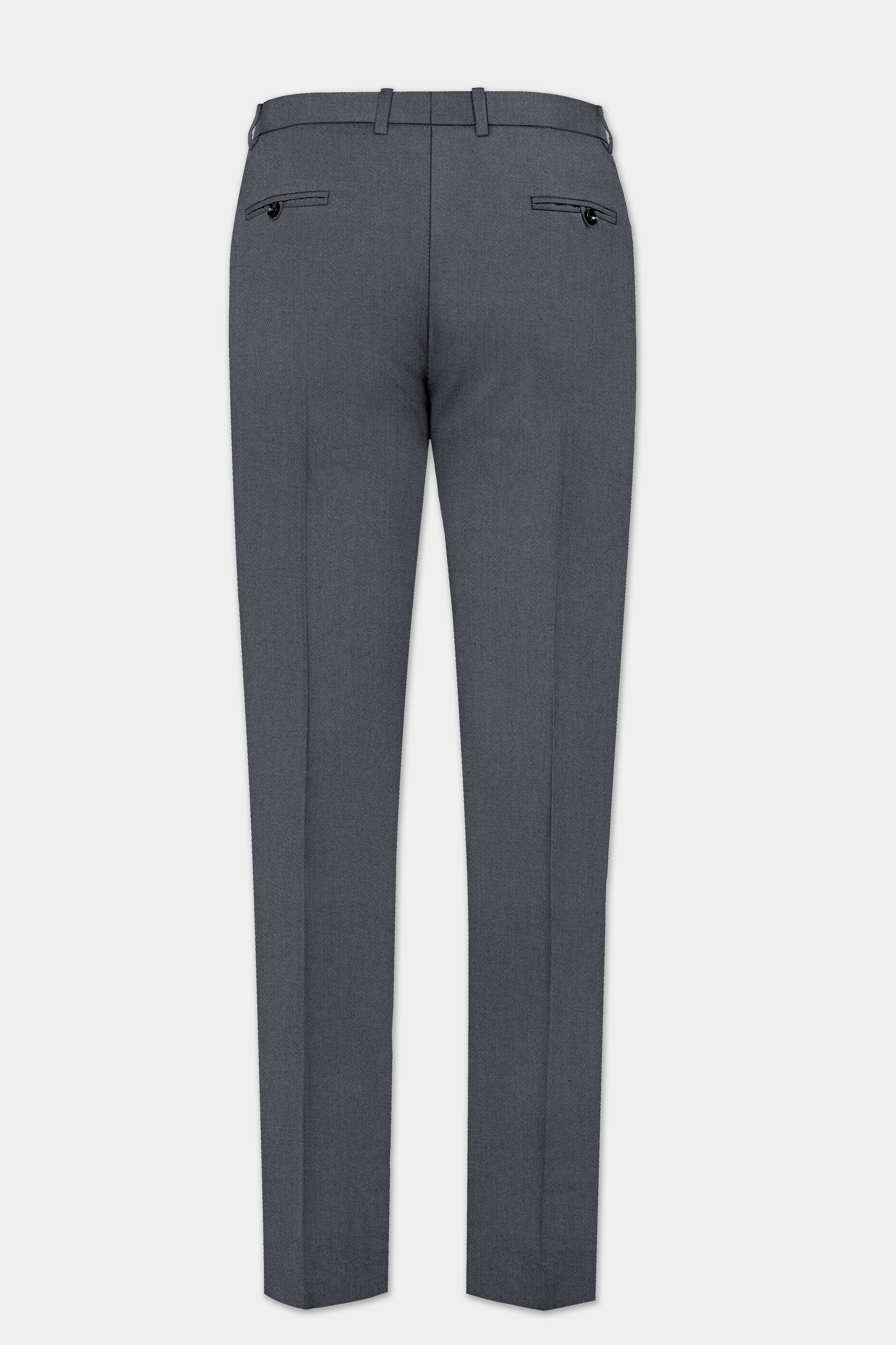 Iridium Gray Textured Cotton Stretchable Waistband Pant