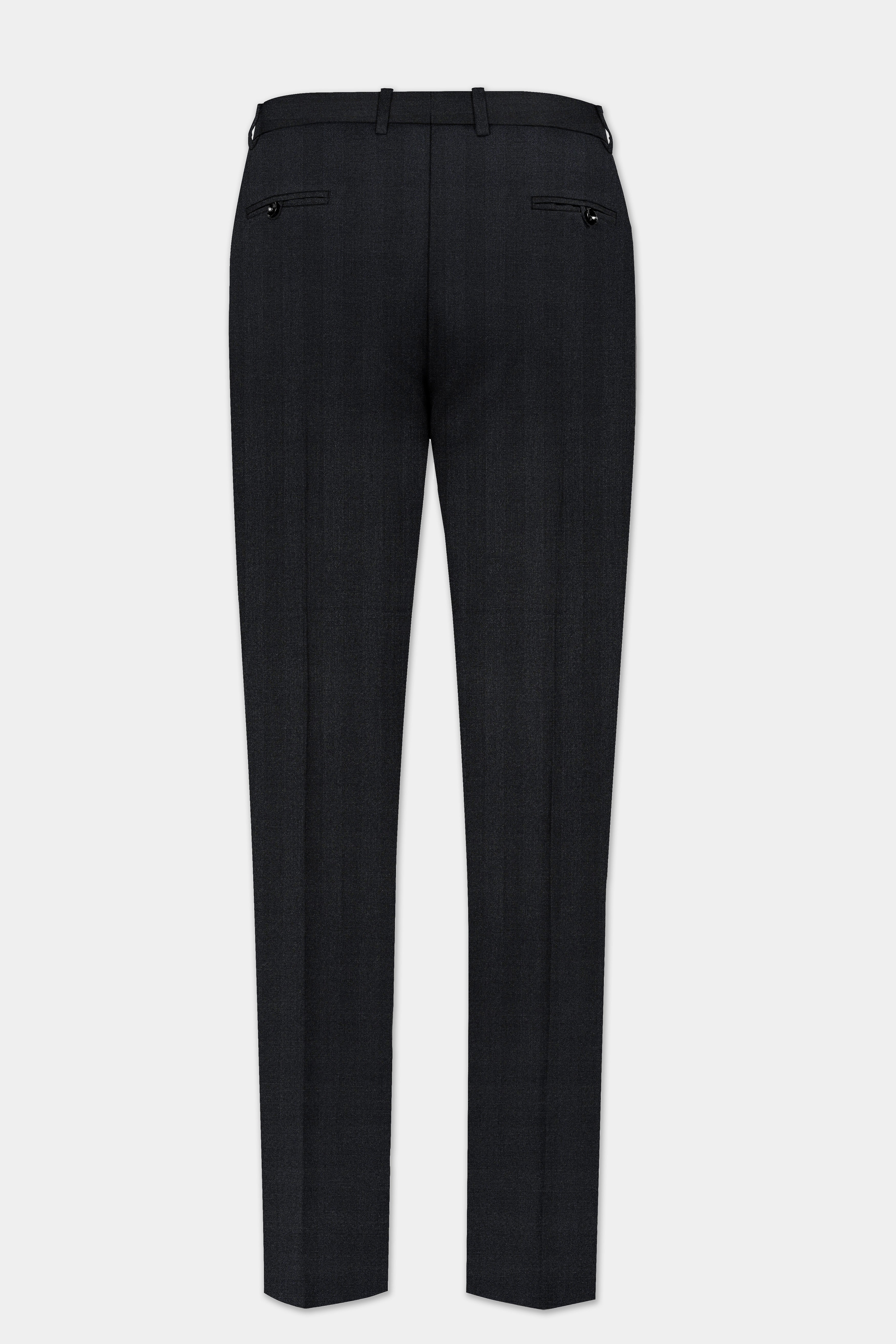 Vulcan Black Striped Wool Blend Stretchable Waistband Pant