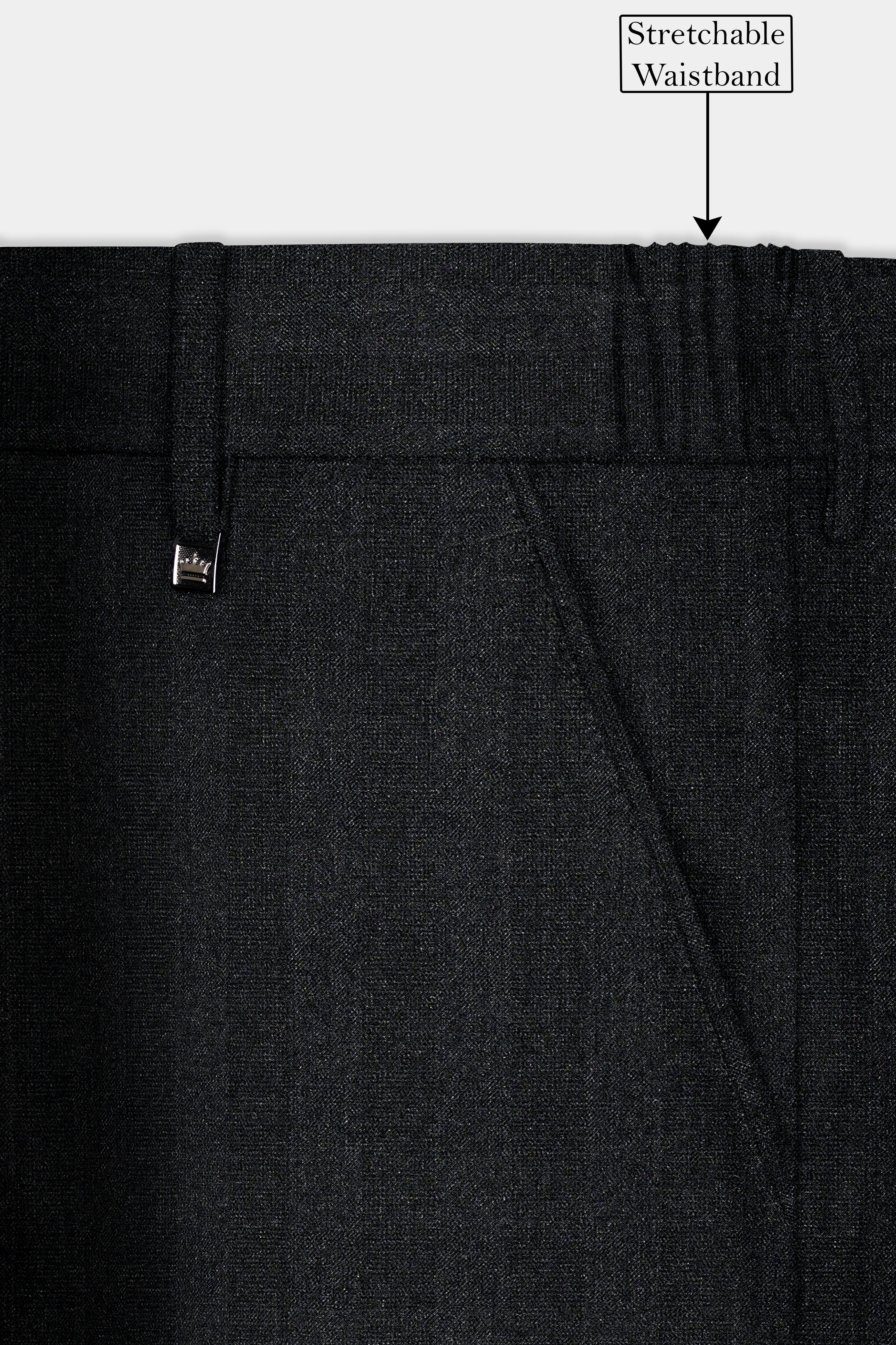 Vulcan Black Striped Wool Blend Stretchable Waistband Pant