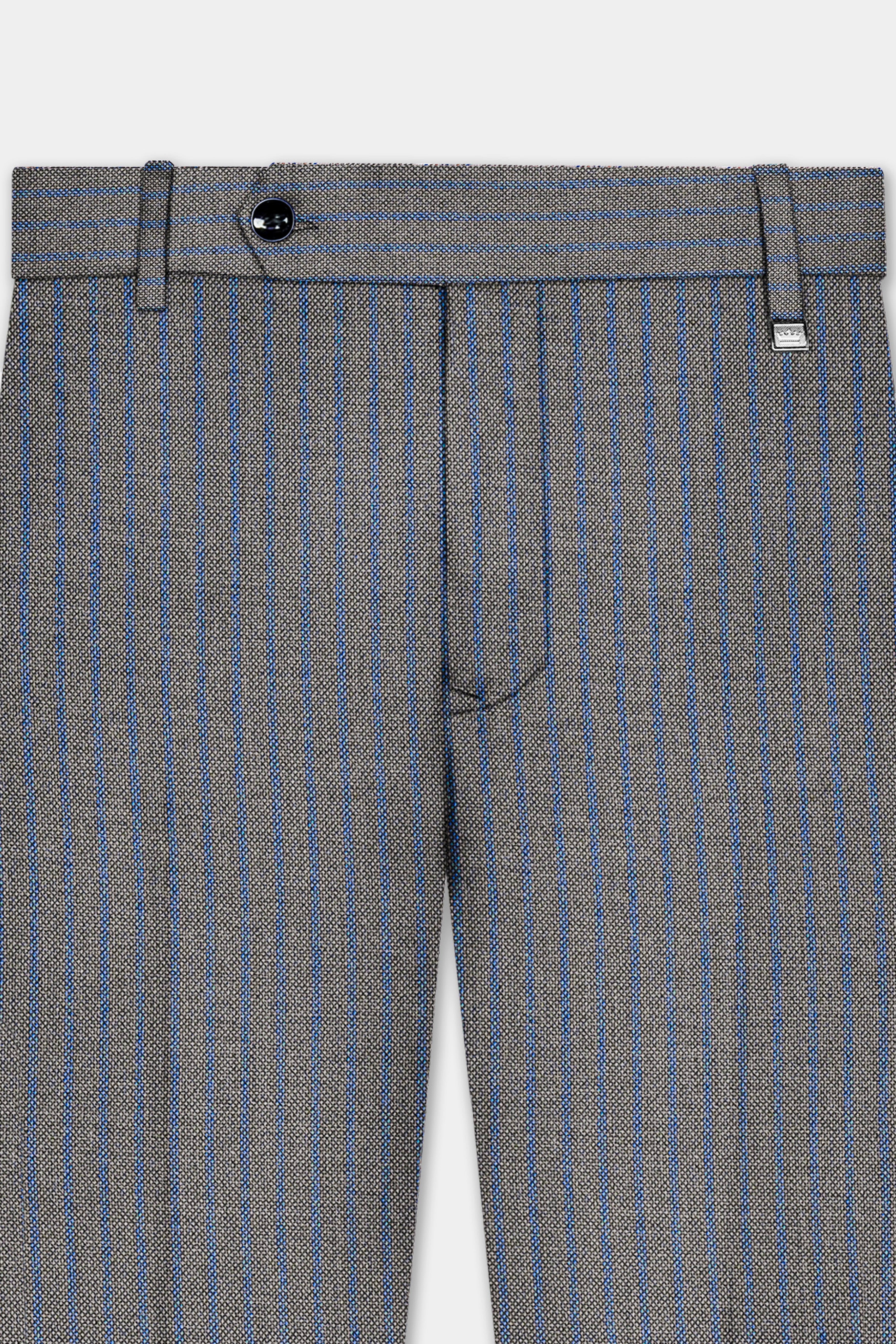 Vampire Gray Striped Wool Blend Stretchable Waistband Pant