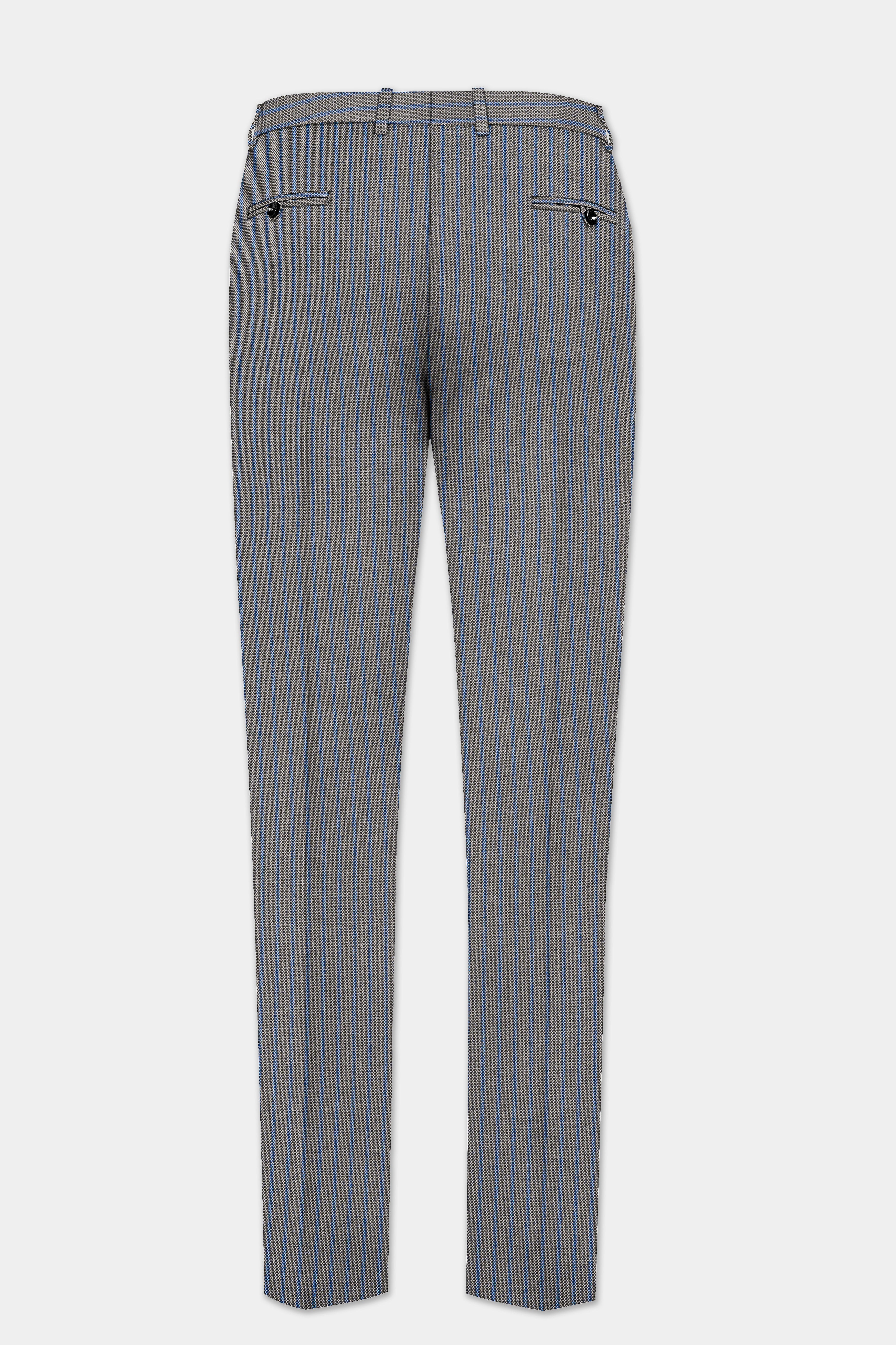 Vampire Gray Striped Wool Blend Stretchable Waistband Pant