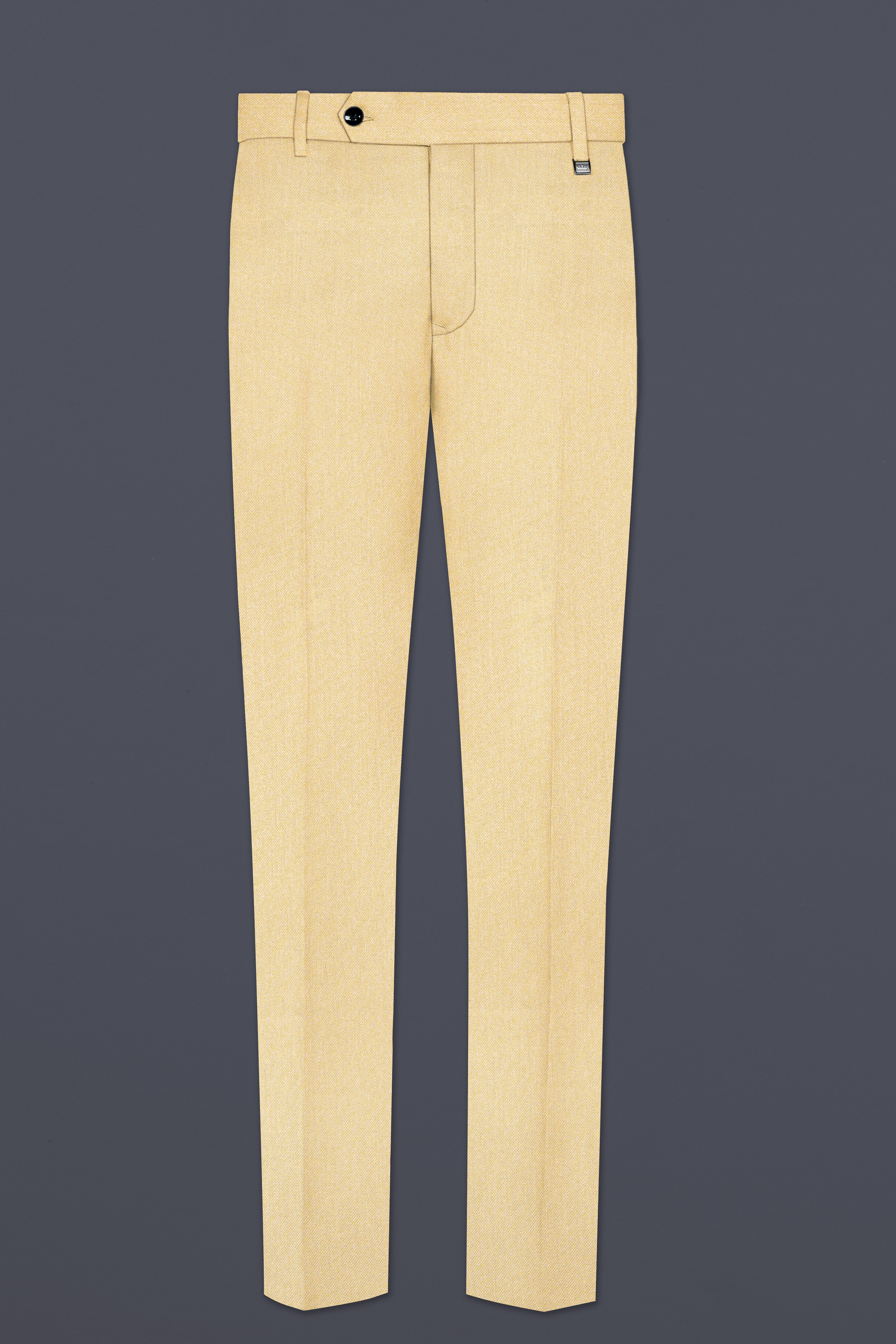 Marzipan Cream Textured Wool Blend Stretchable Waistband Pant