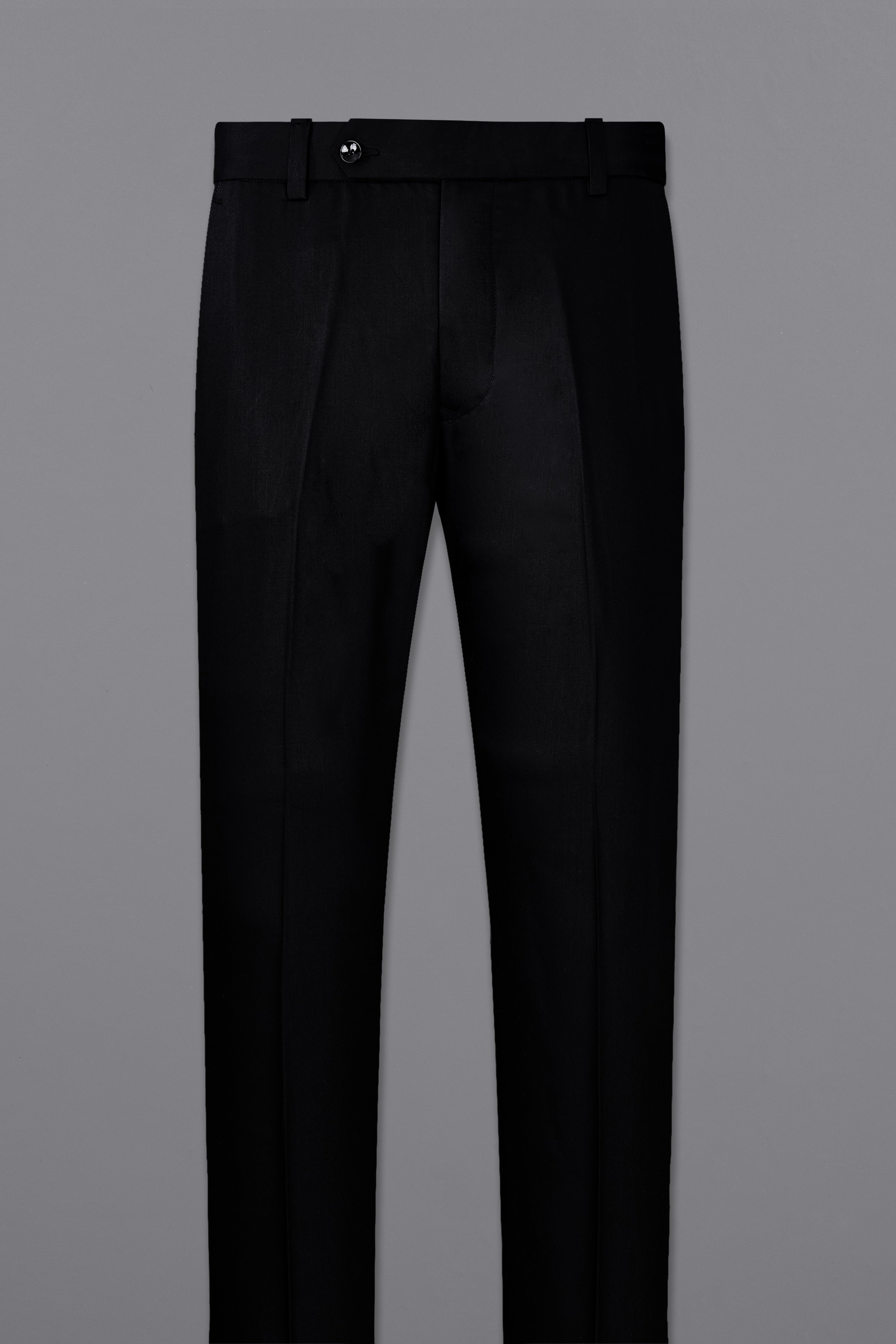 Jade Black Subtle Sheen Wool blend Pant