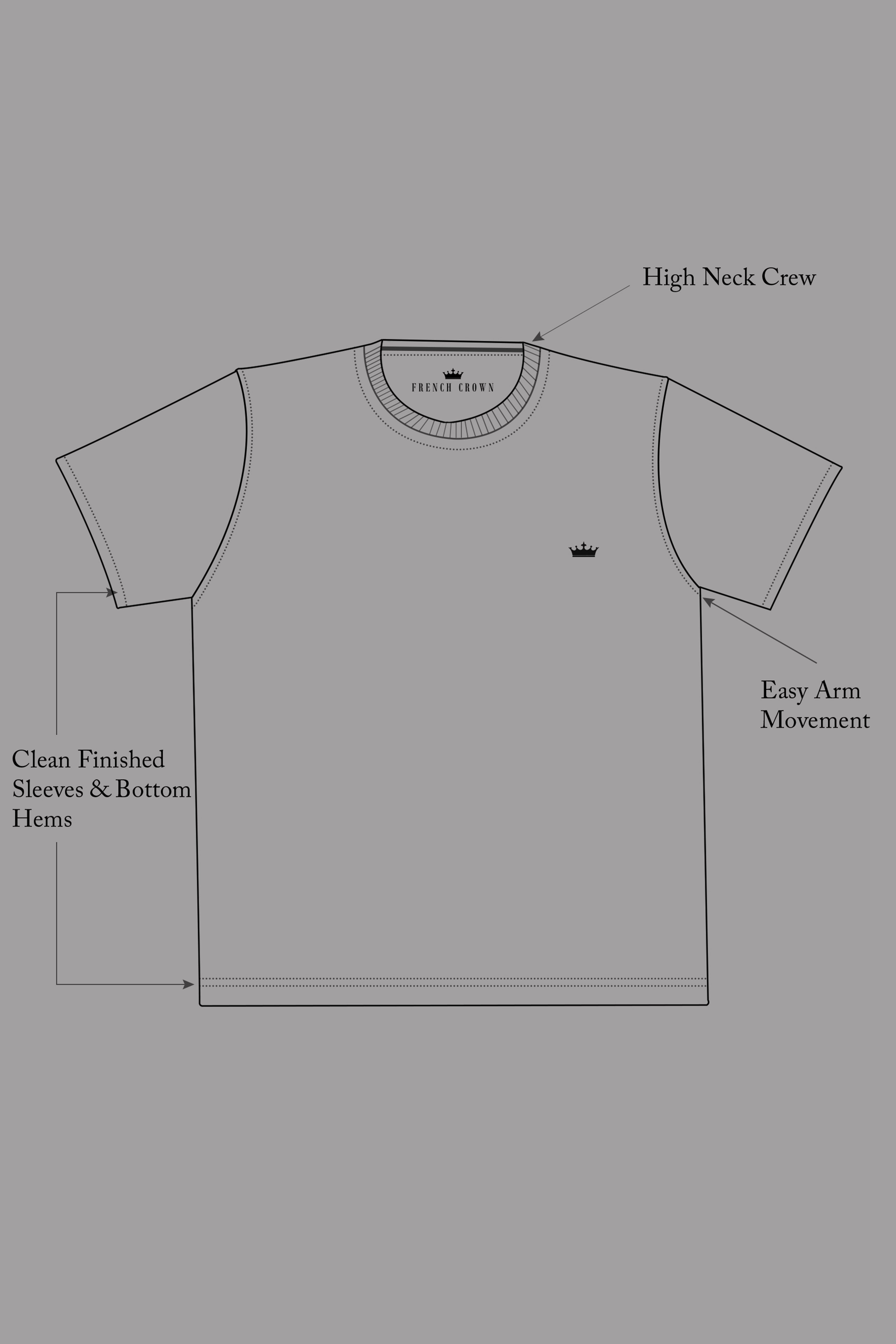 Timberwolf Gray and Rhino Blue Premium Cotton Jersey T-Shirt