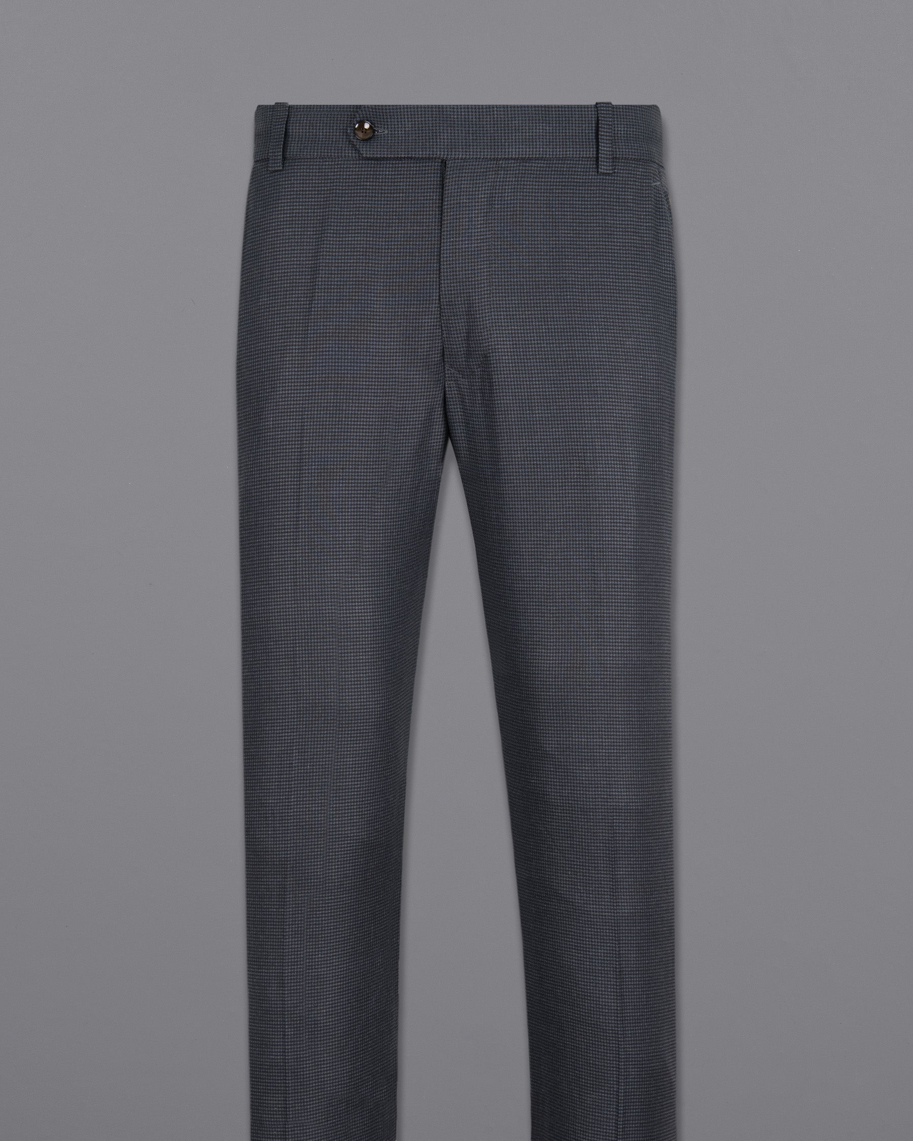 Pale Sky Grey houndstooth Wool Rich  Pant