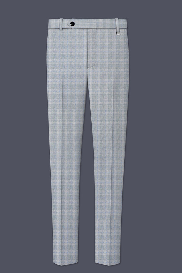 Nobel Grey Subtle Plaid Wool Rich Pant