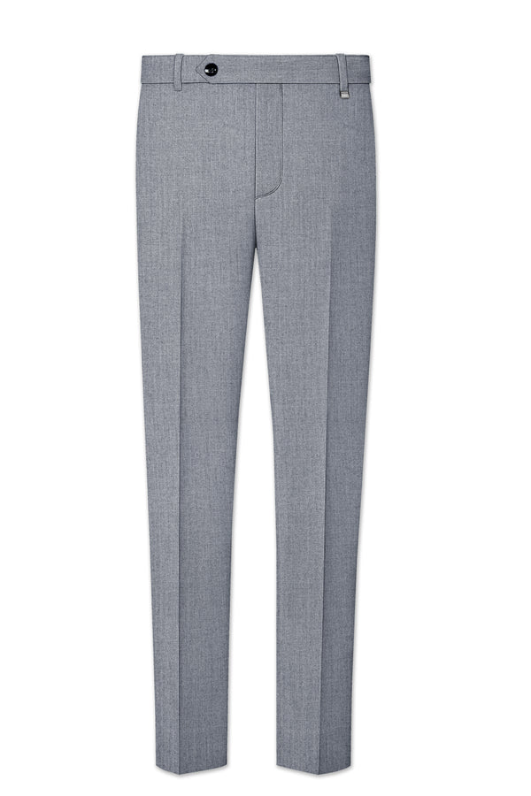 Spun Pearl Grey Herringbone Premium Cotton Pant